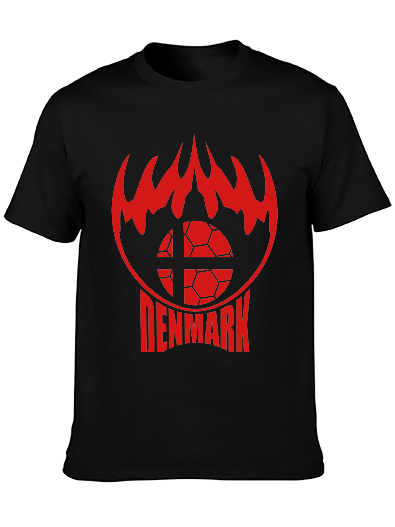 Denmark Soccer T-Shirt - Red Flames Graphic Tee