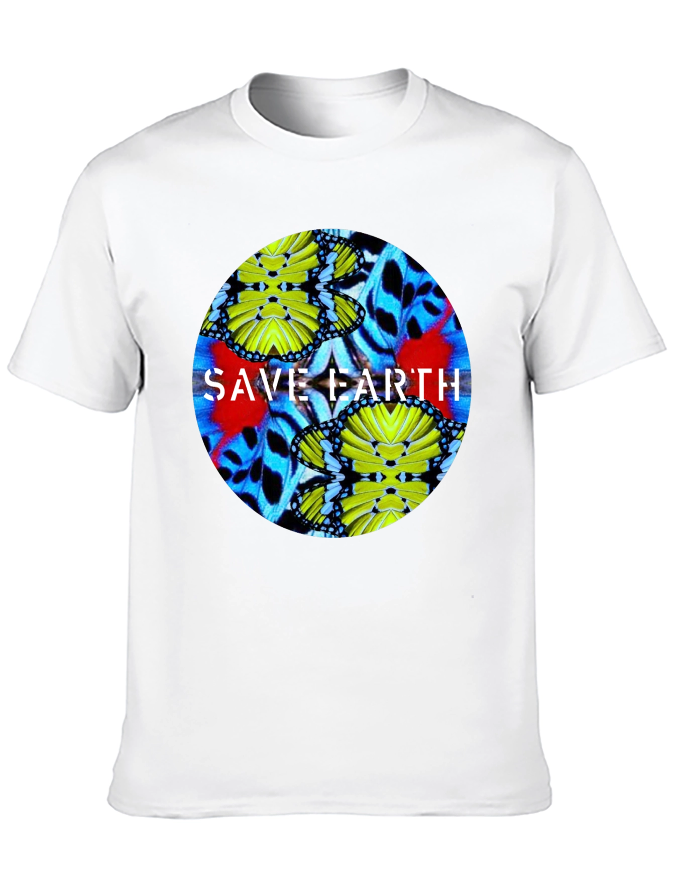 Save Earth Butterfly Graphic Black T-Shirt