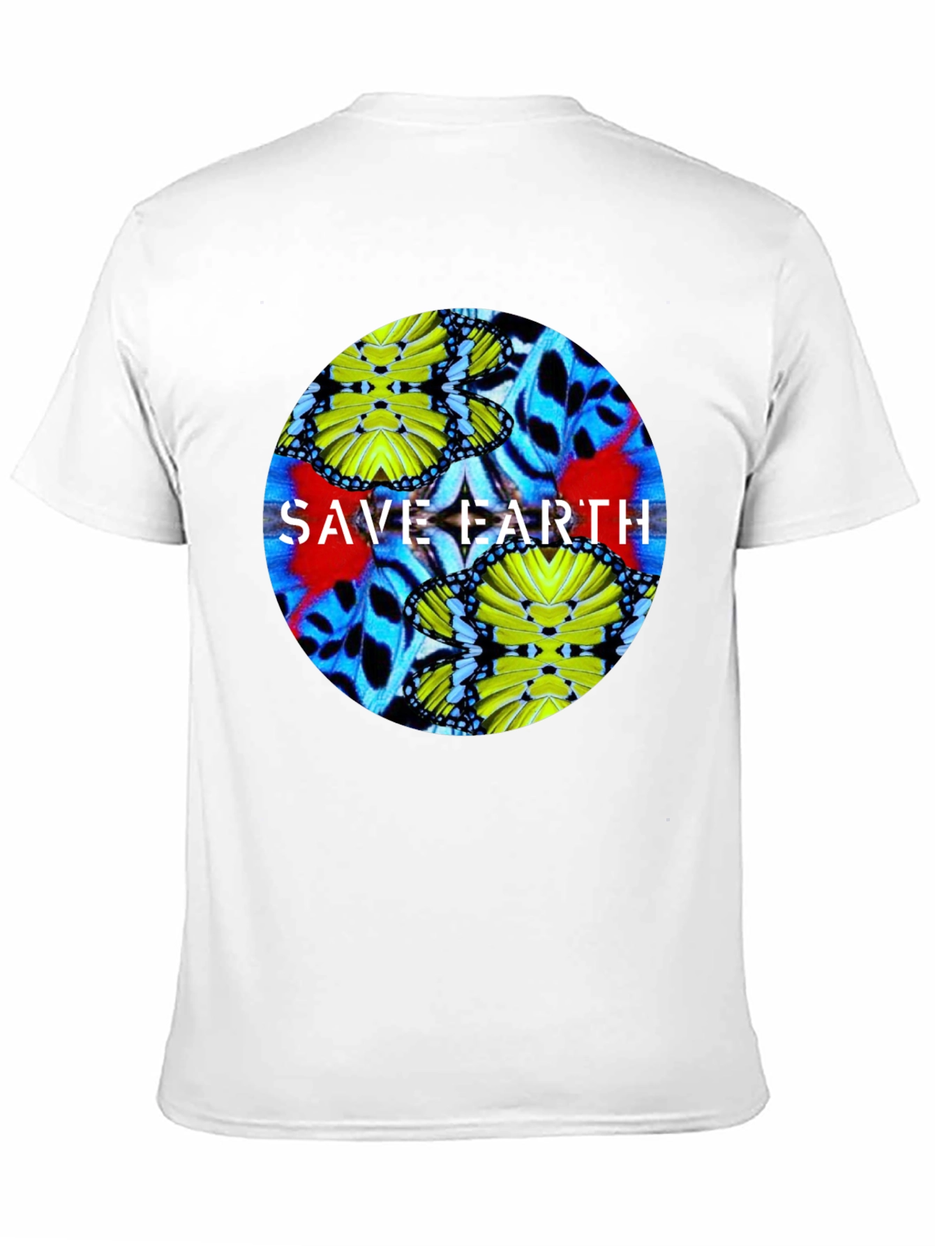 Save Earth Butterfly Graphic Black T-Shirt