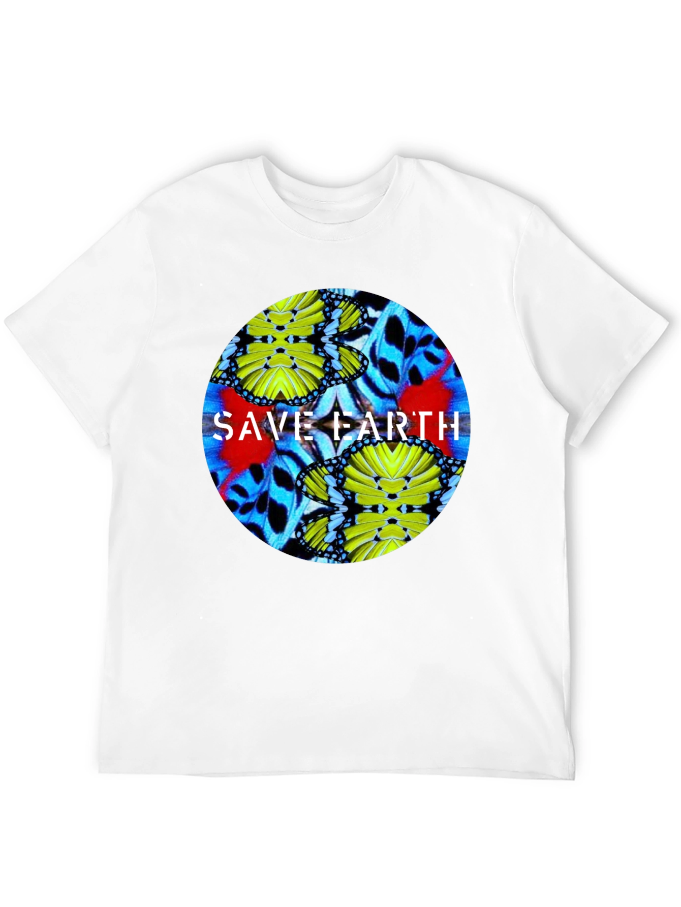 Save Earth Butterfly Graphic Black T-Shirt