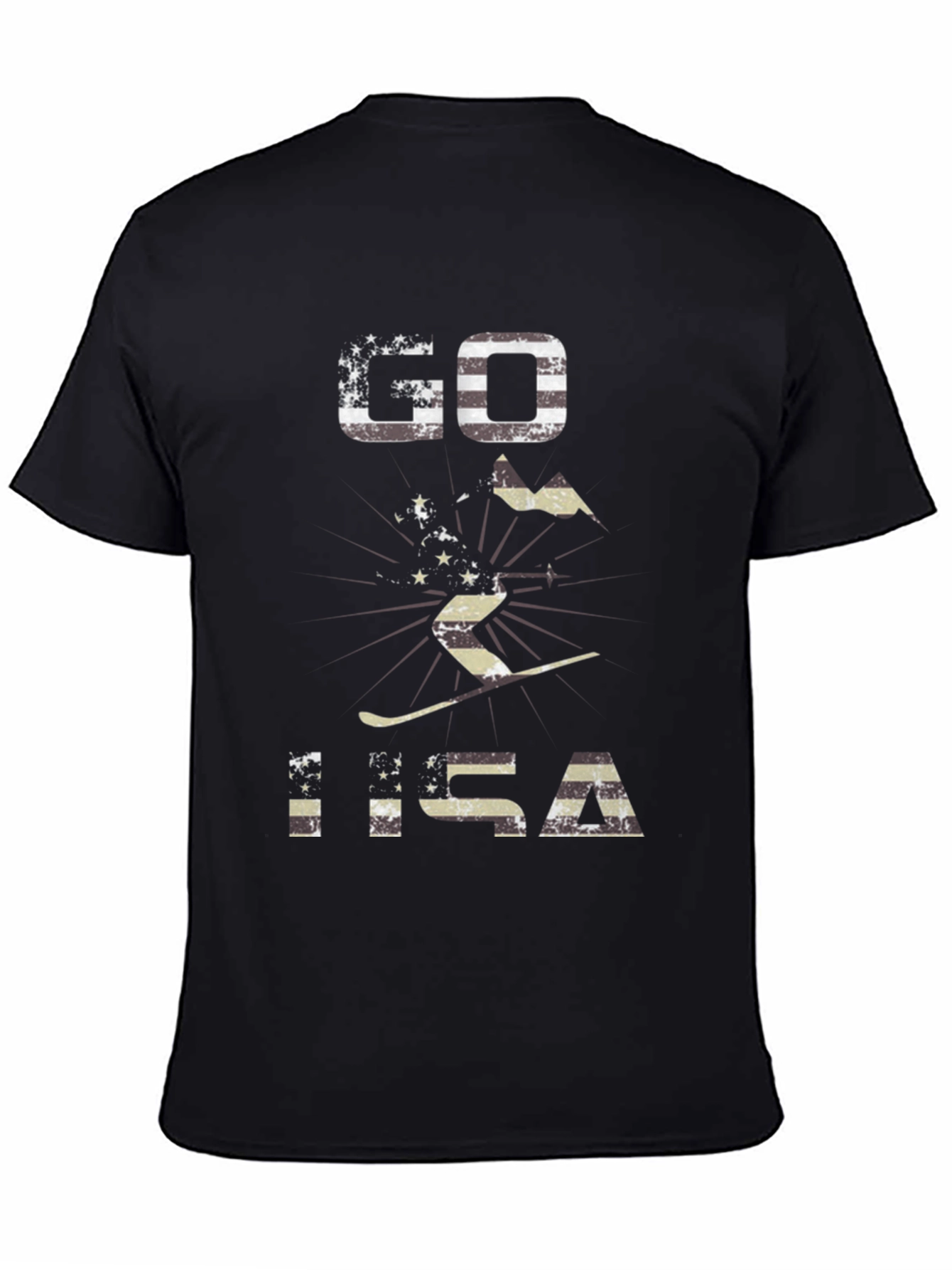 Go USA Patriotic Skiing Graphic T-Shirt