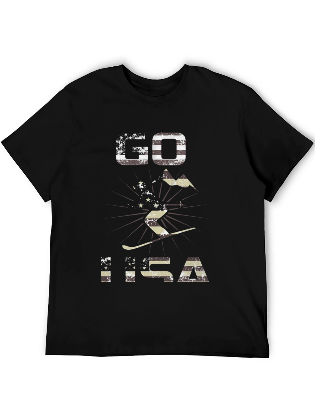 Go USA Patriotic Skiing Graphic T-Shirt