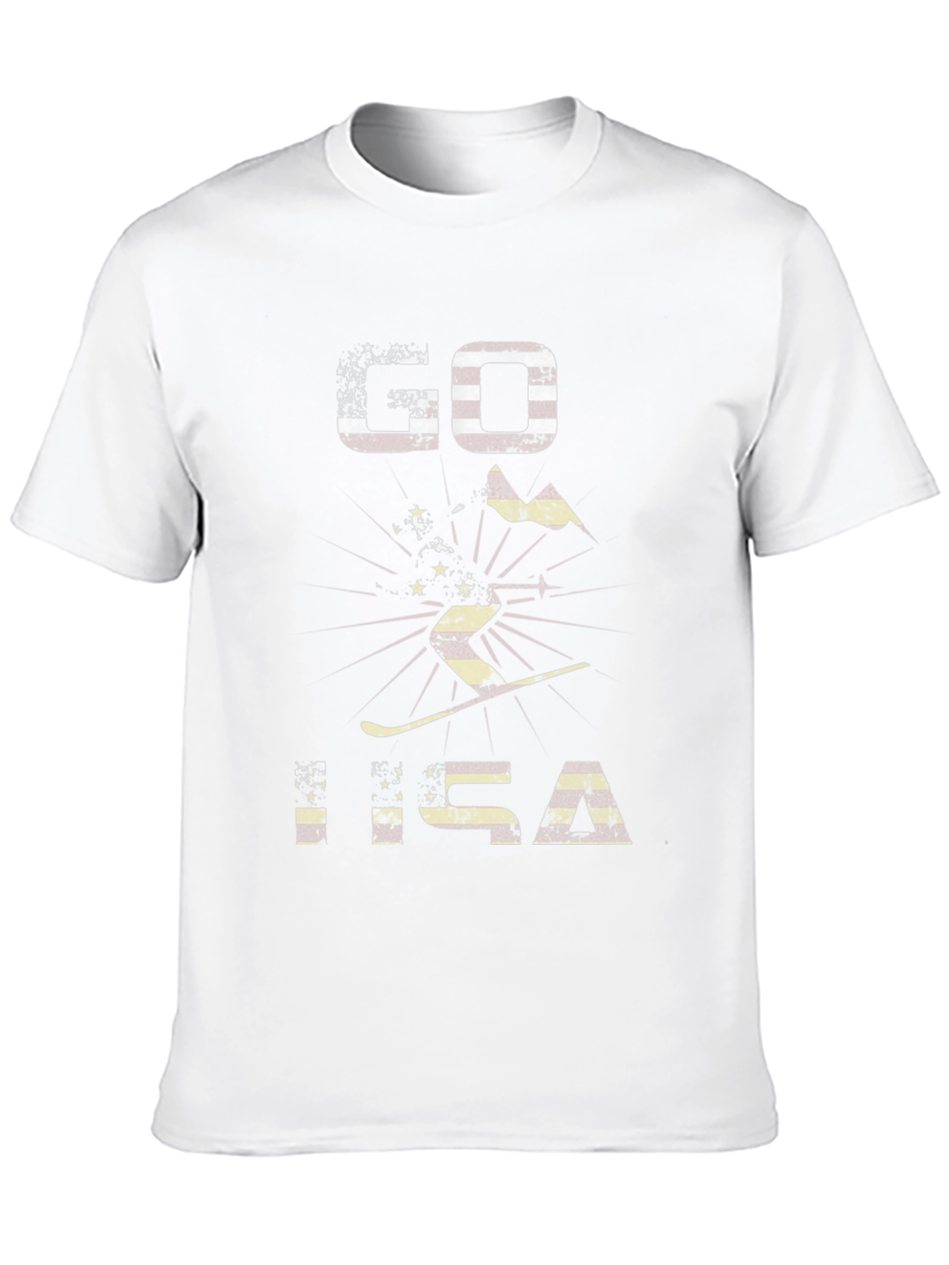 Go USA Patriotic Skiing Graphic T-Shirt