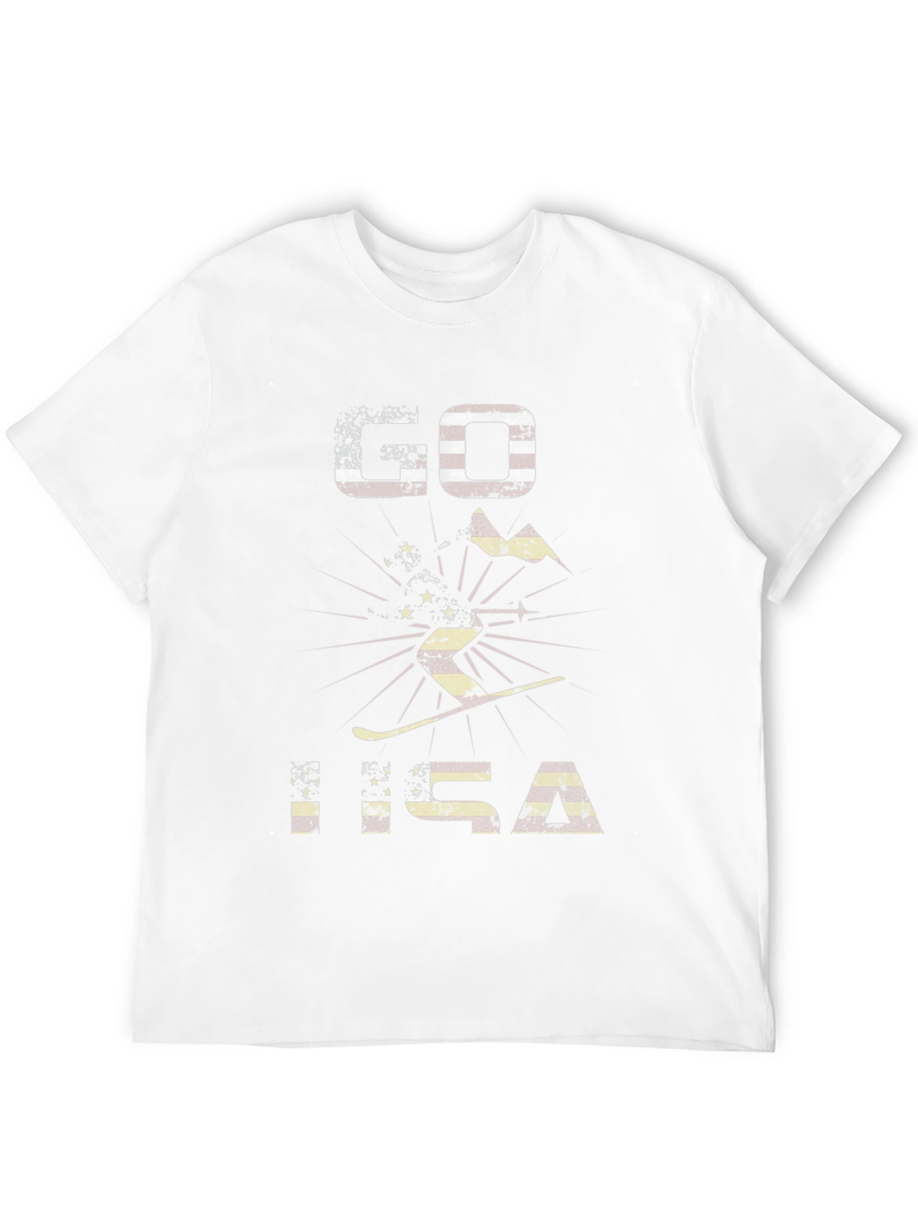 Go USA Patriotic Skiing Graphic T-Shirt