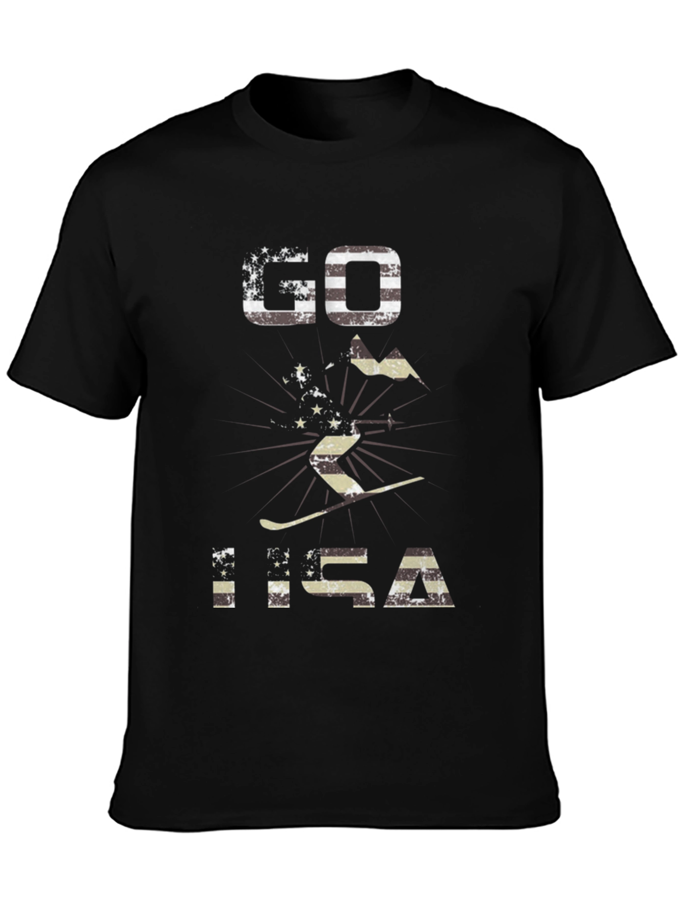 Go USA Patriotic Skiing Graphic T-Shirt