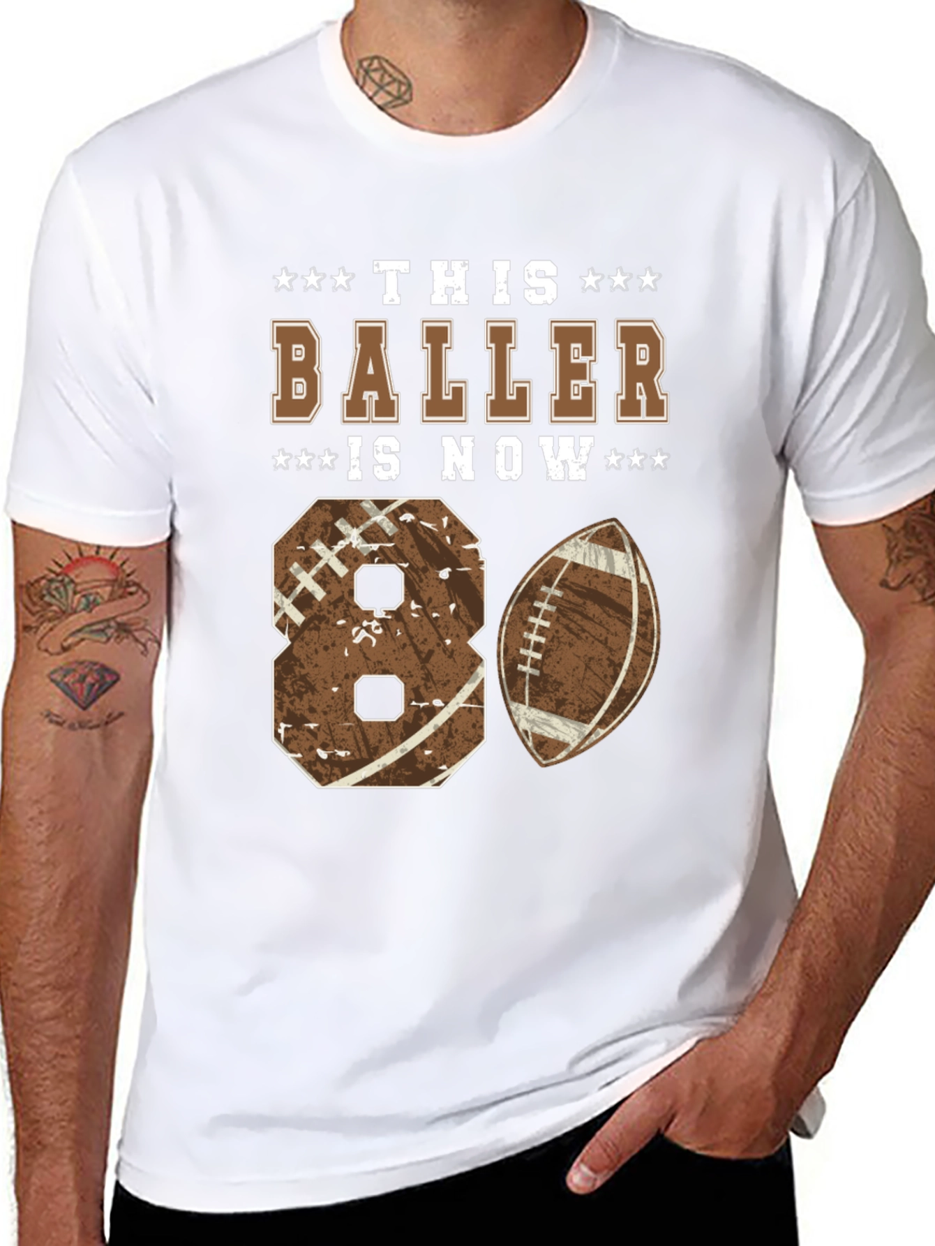 80th Birthday Football Baller T-Shirt