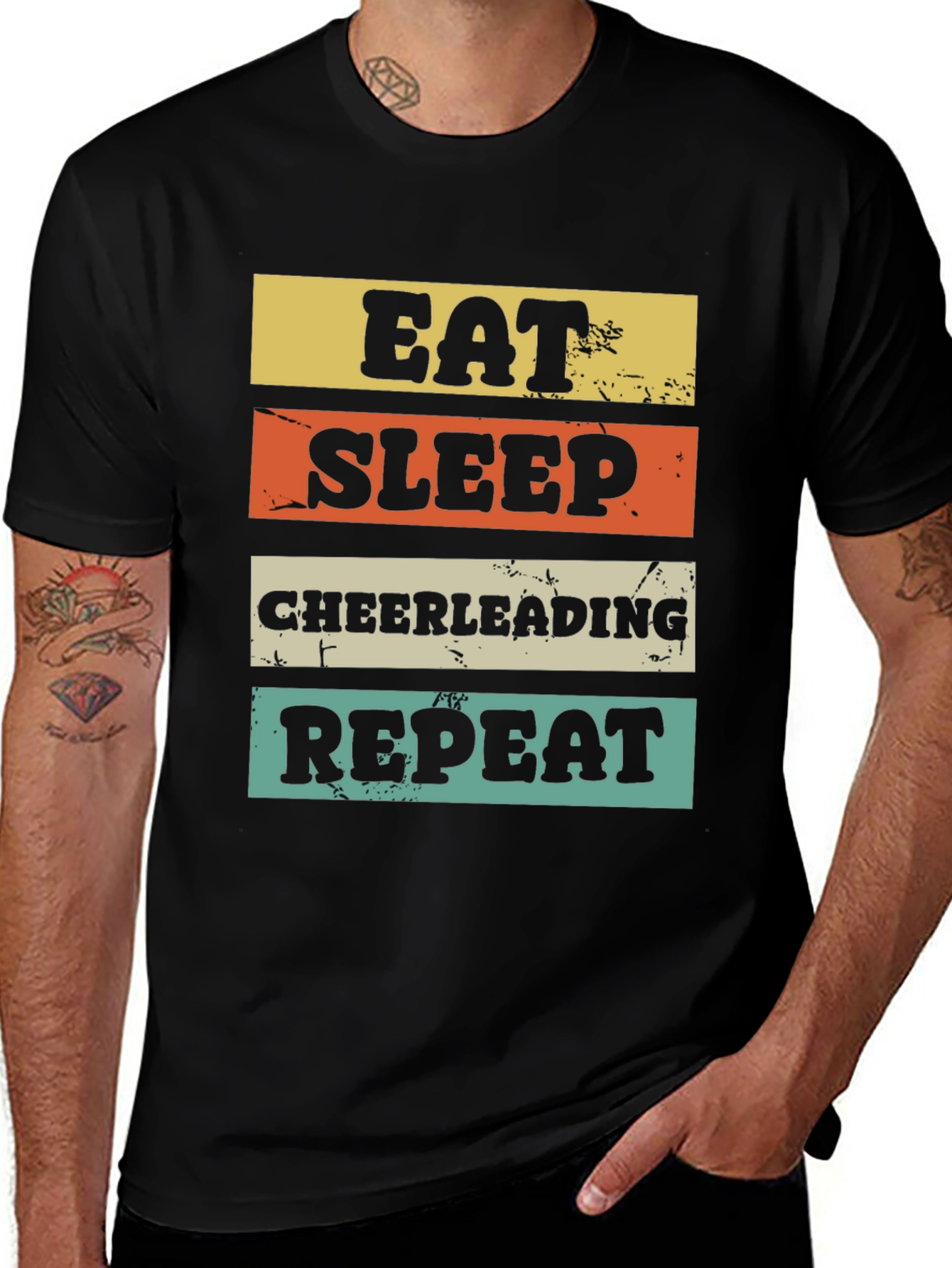 Eat Sleep Cheerleading Repeat Graphic T-Shirt