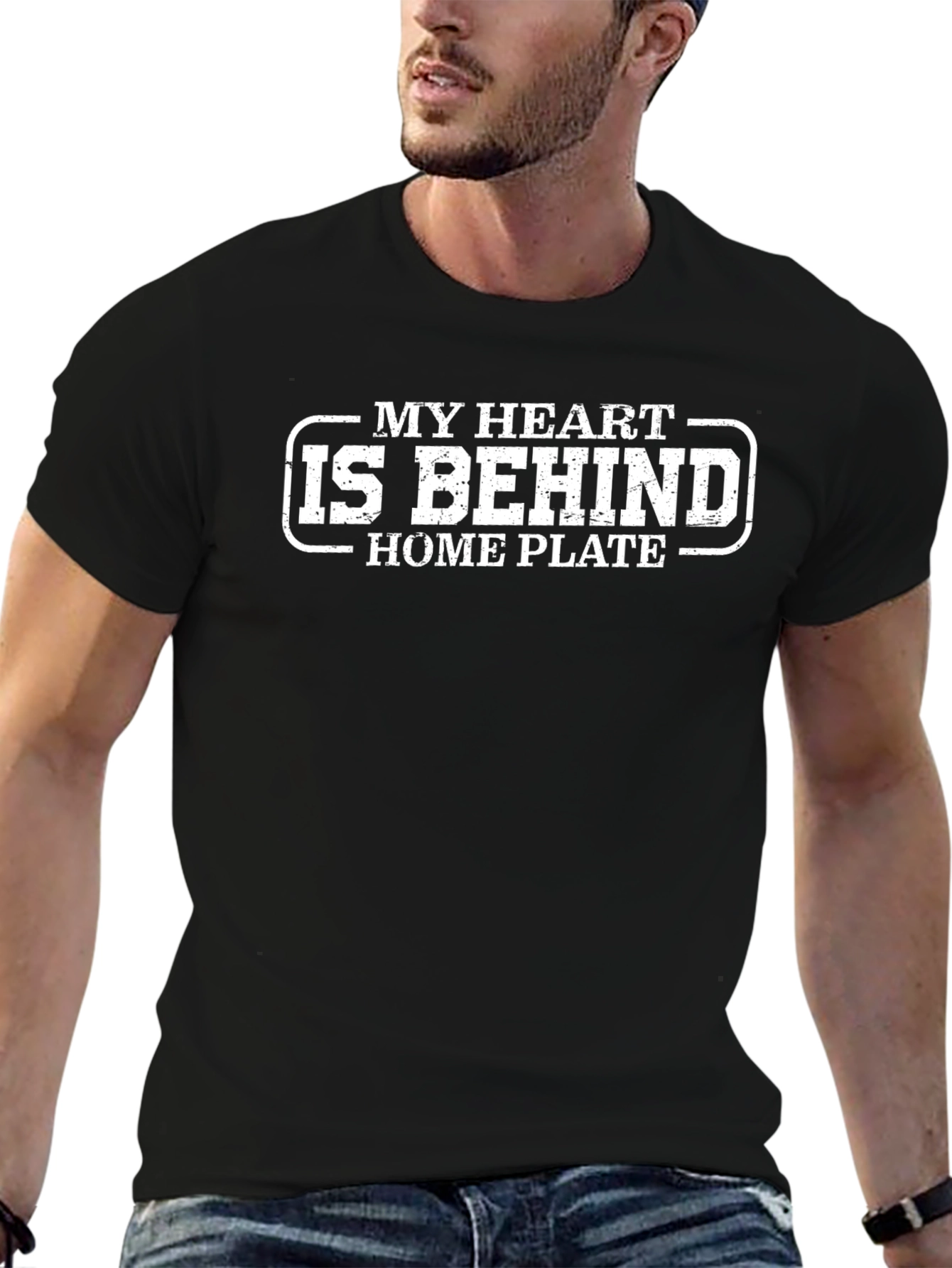 My Heart Is Behind Home Plate Black T-Shirt