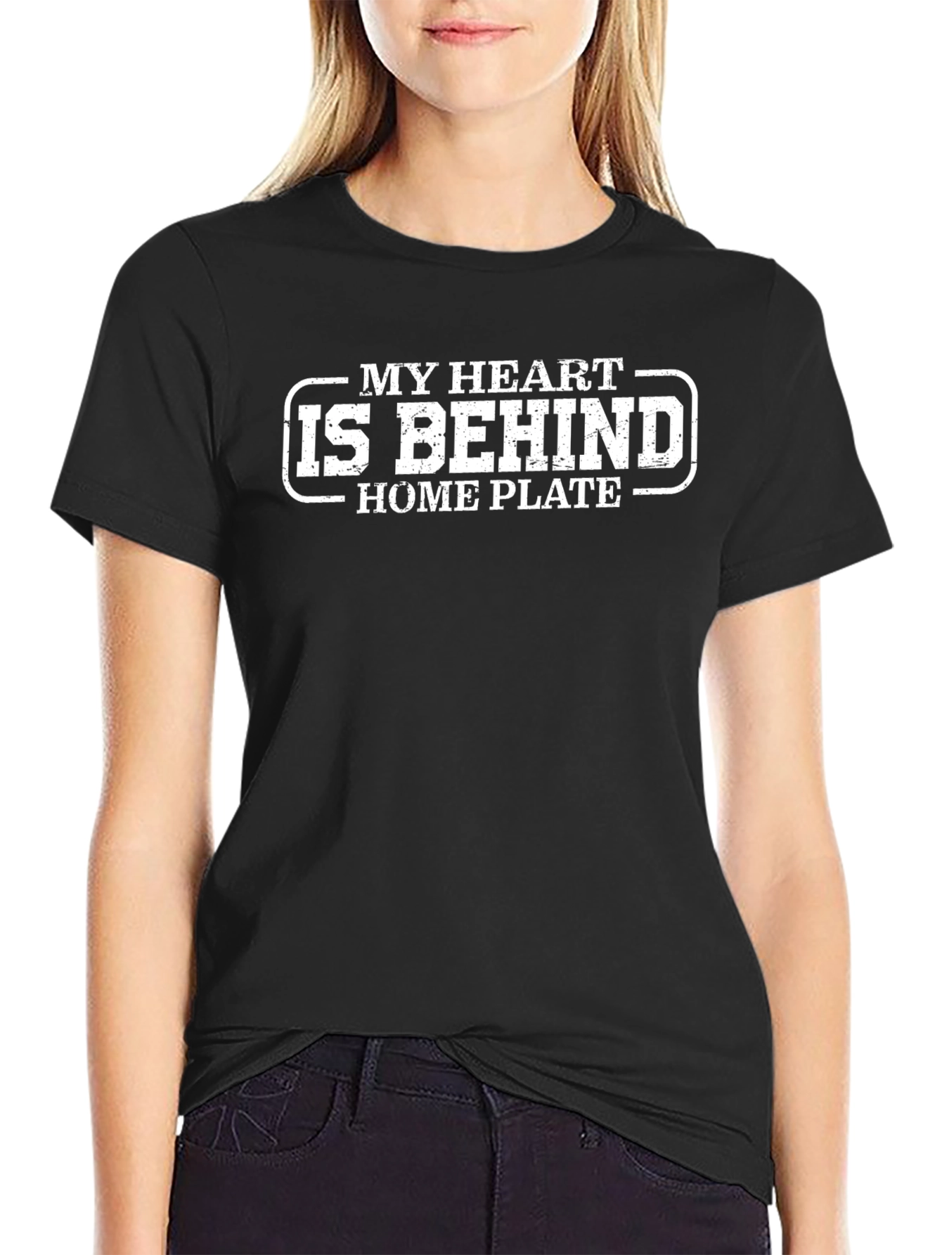 My Heart Is Behind Home Plate Black T-Shirt