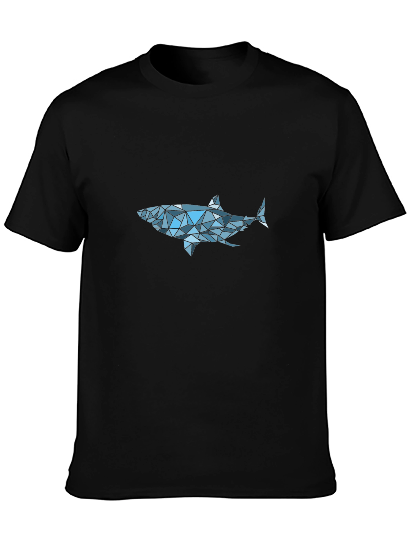 Geometric Shark Graphic Tee - Black