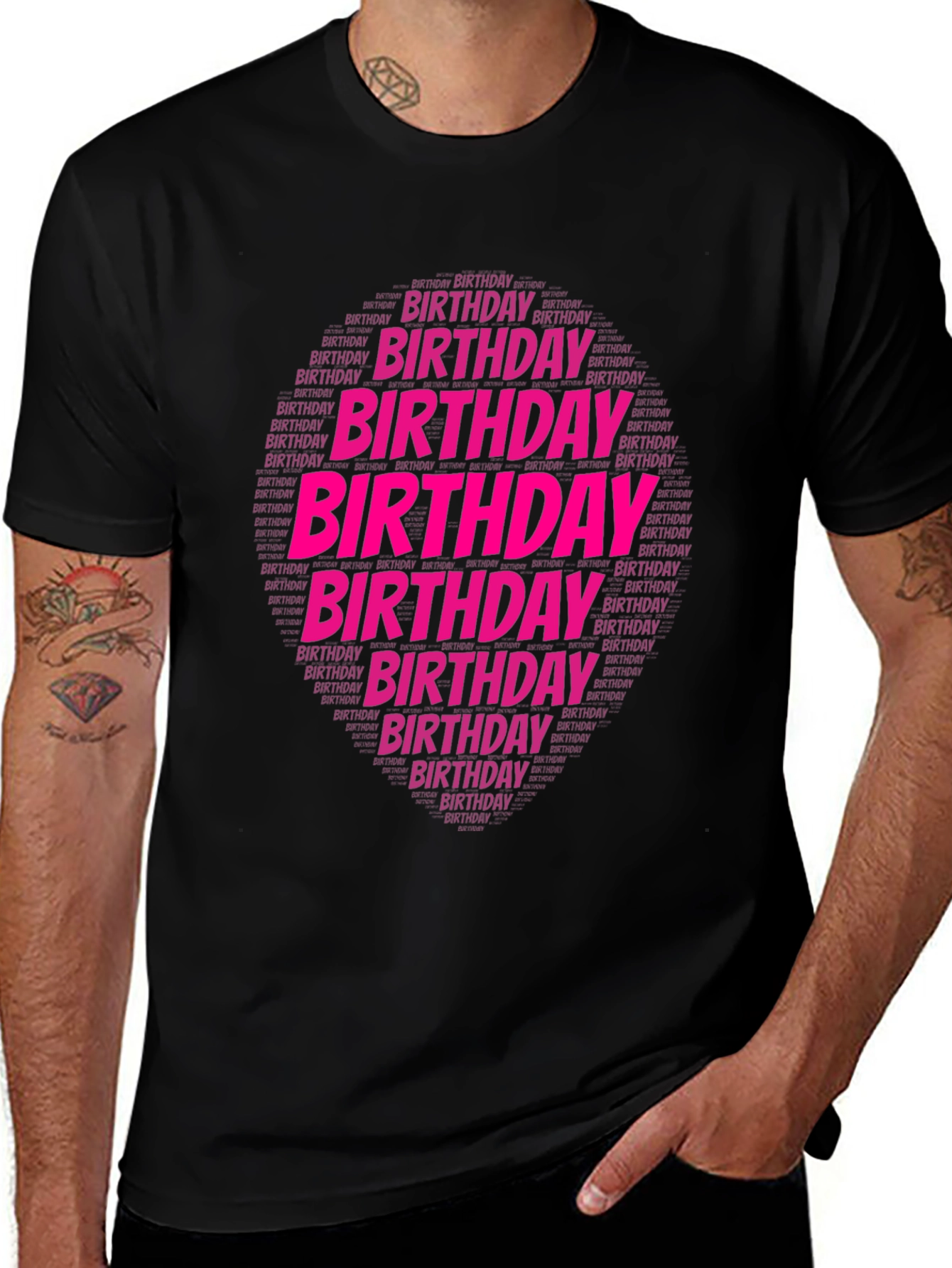 Birthday Word Art Black T-Shirt