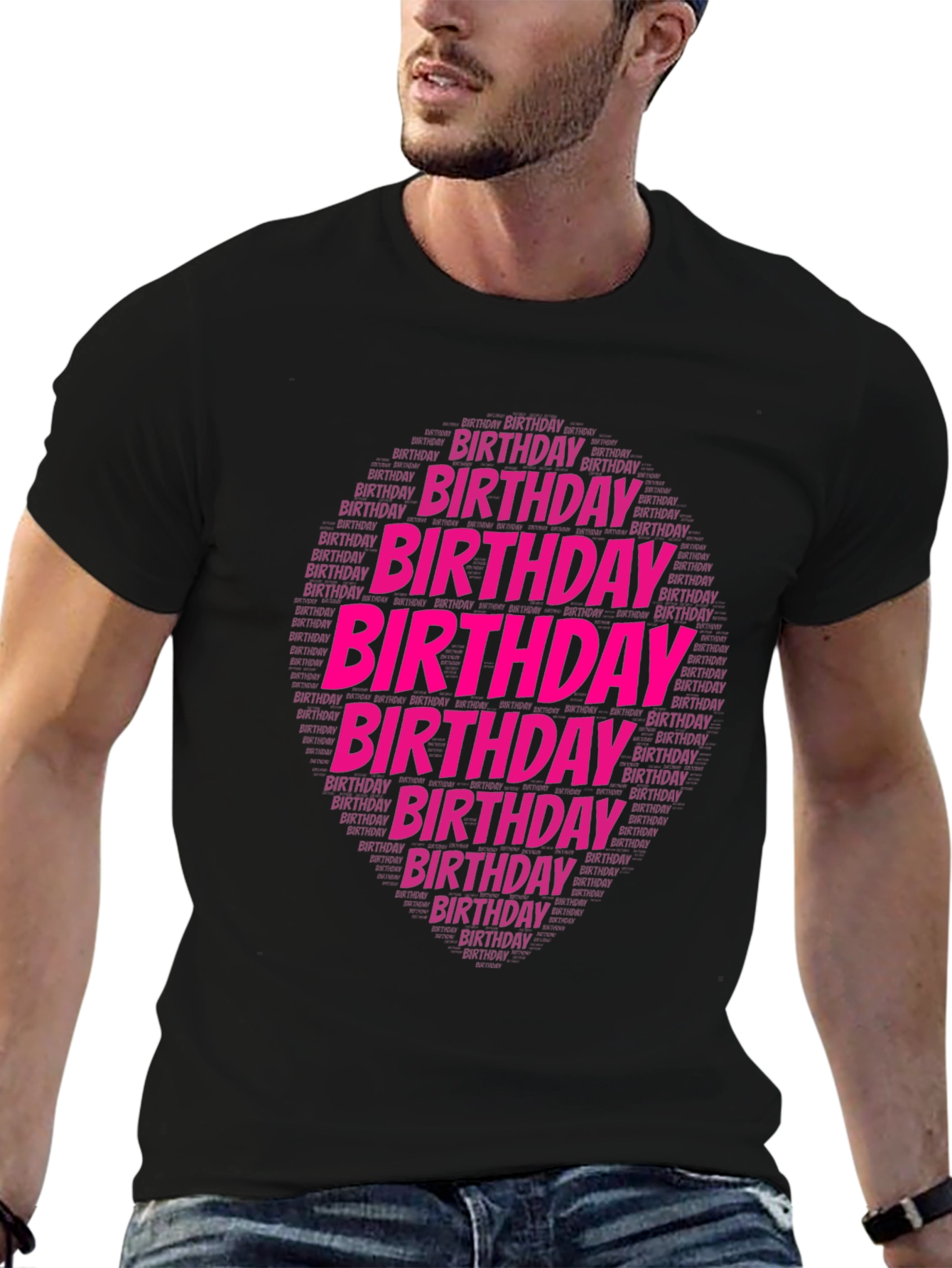 Birthday Word Art Black T-Shirt