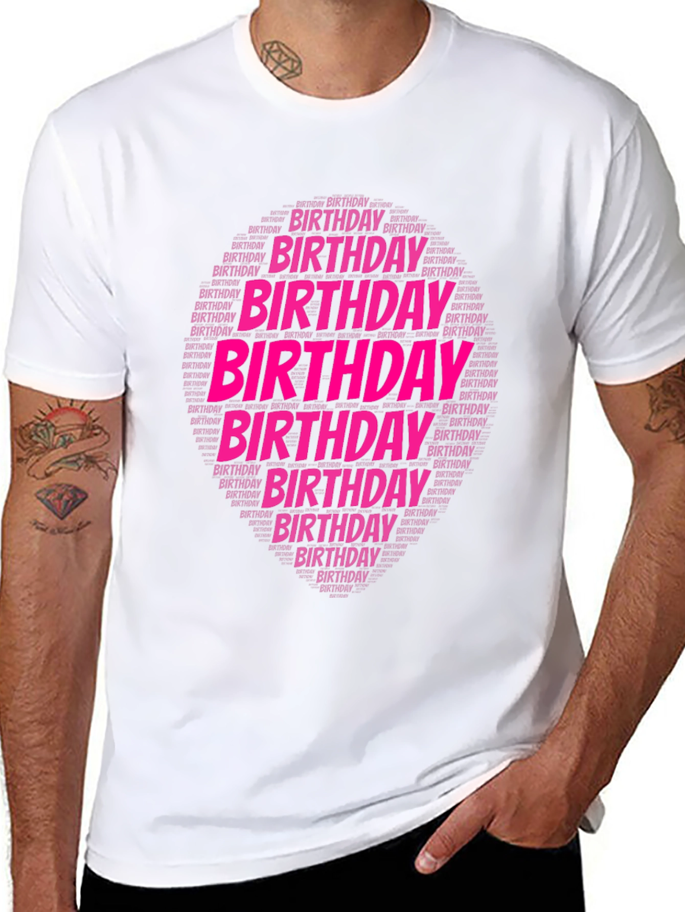 Birthday Word Art Black T-Shirt