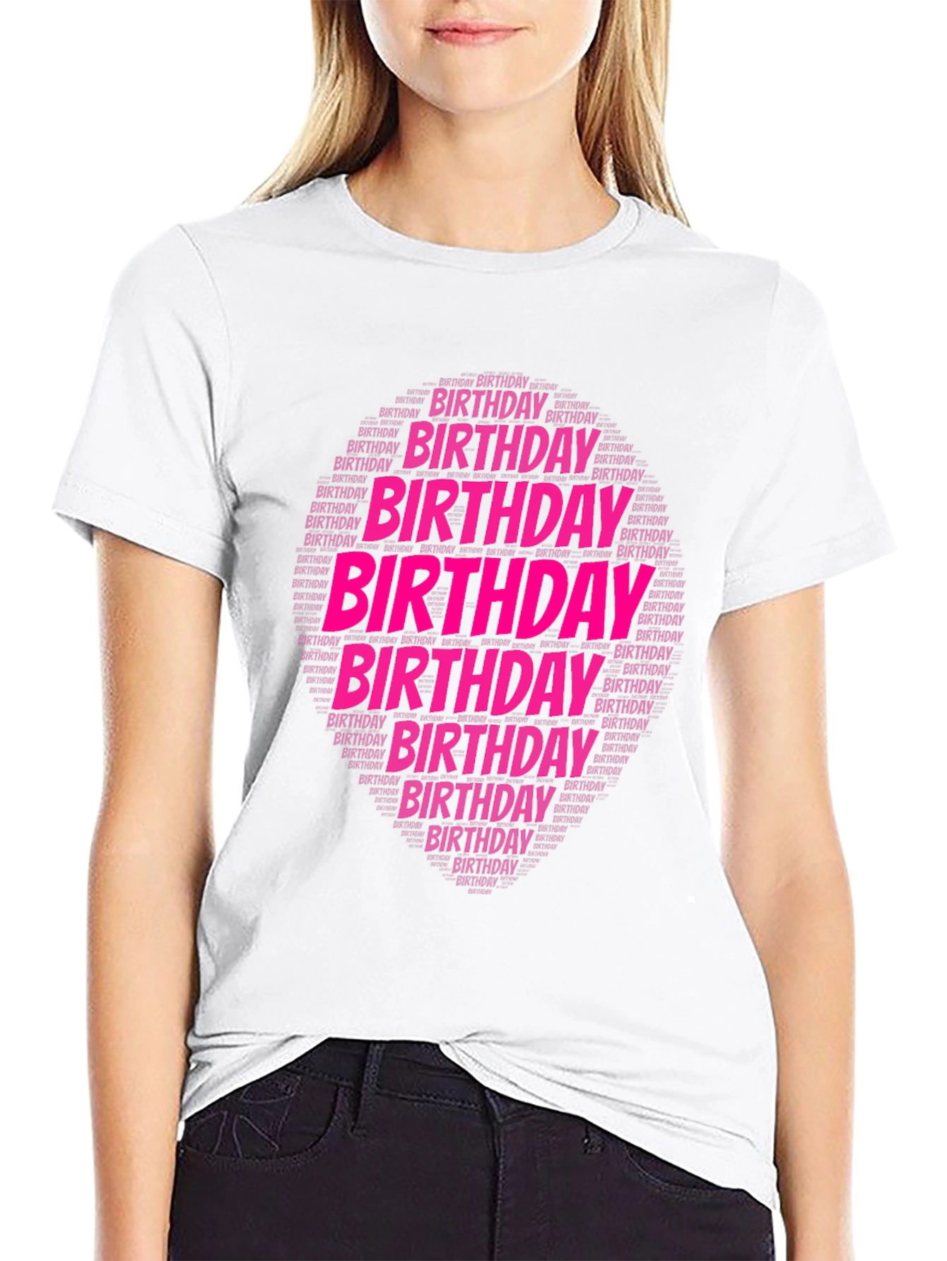 Birthday Word Art Black T-Shirt