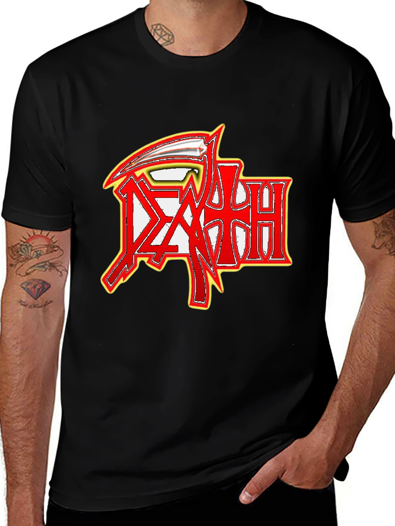Black Graphic Tee - Death Metal Band Logo