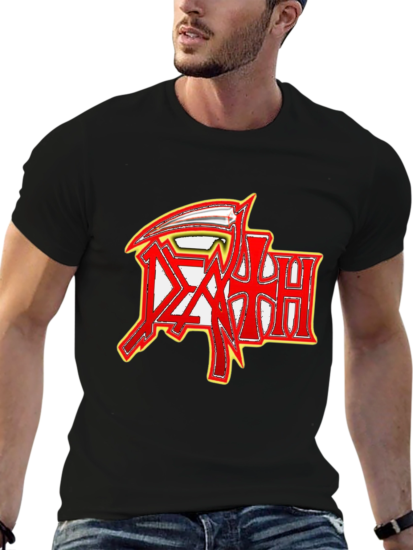 Black Graphic Tee - Death Metal Band Logo