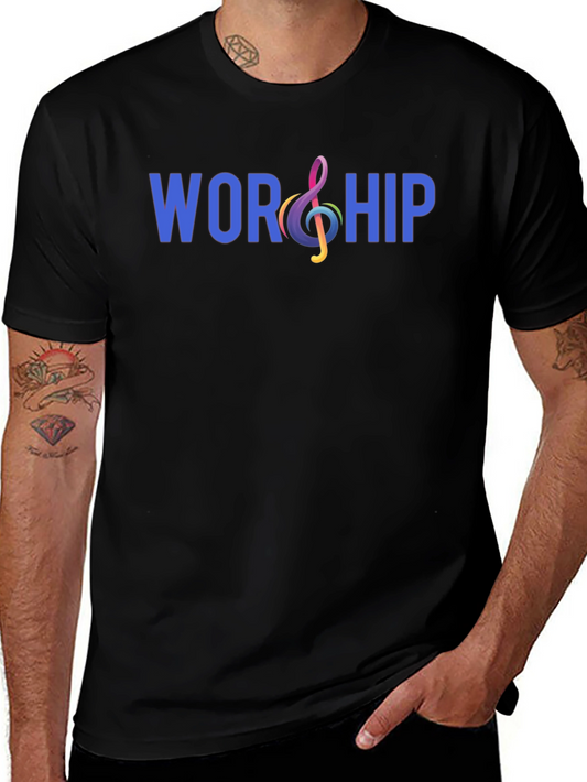 Worship Treble Clef Graphic T-Shirt - Black