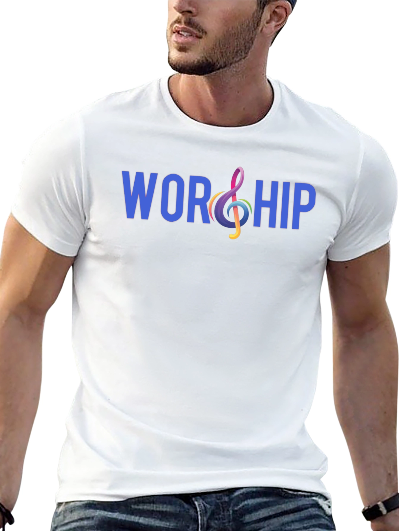 Worship Treble Clef Graphic T-Shirt - Black