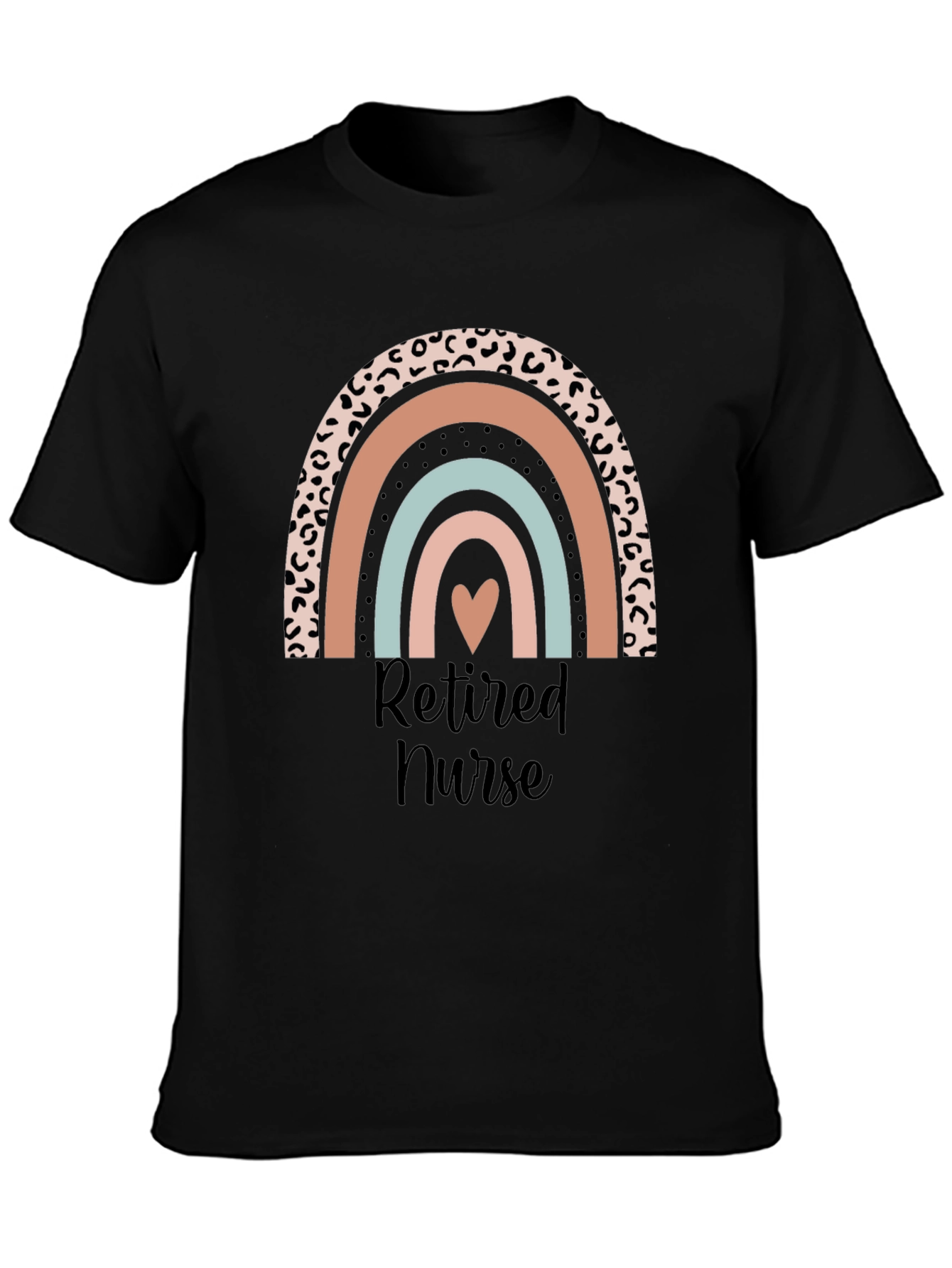 Retired Nurse Rainbow Heart Graphic T-Shirt