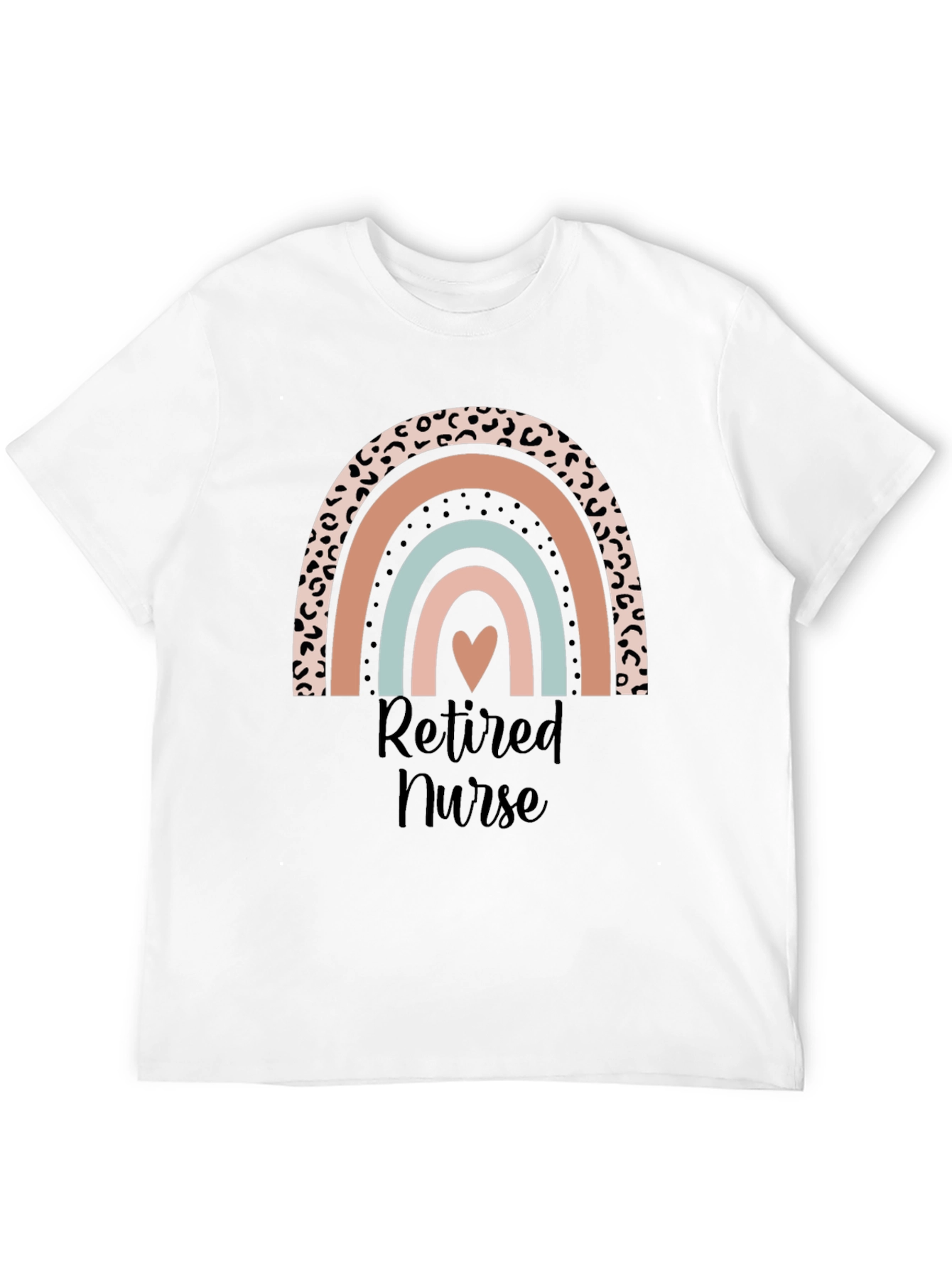 Retired Nurse Rainbow Heart Graphic T-Shirt