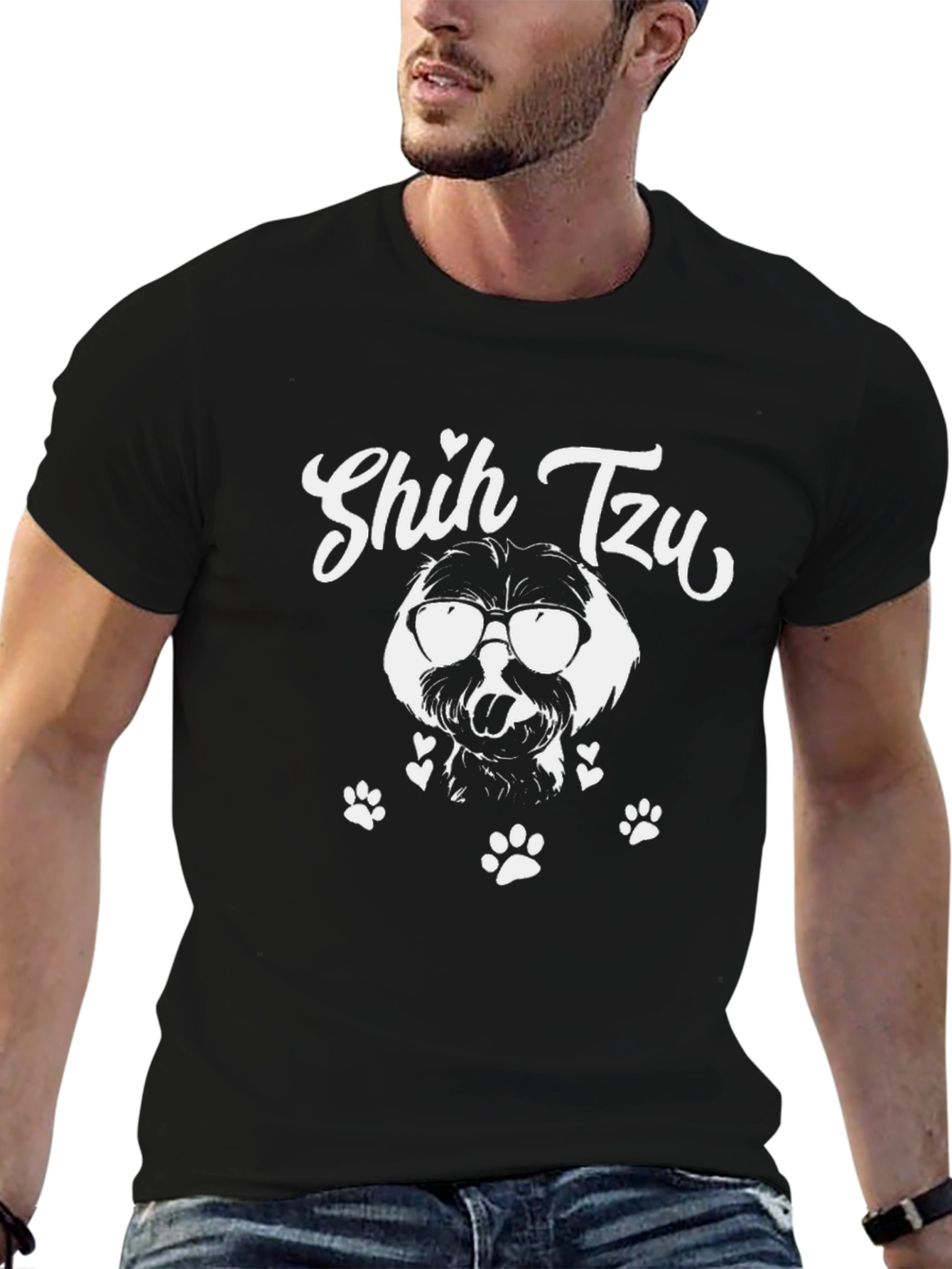 Shih Tzu Dog Graphic T-Shirt - Unisex Black Tee