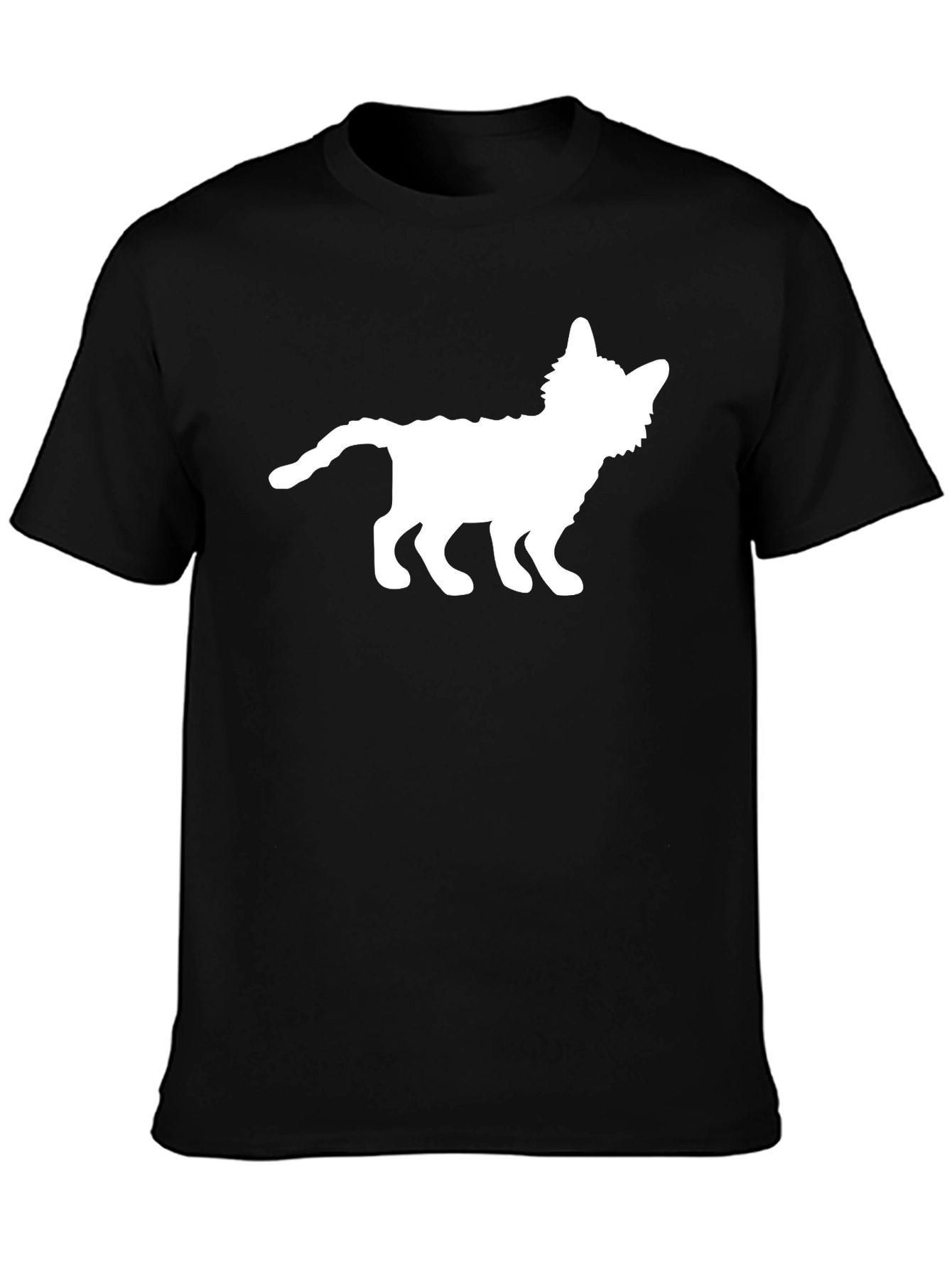 Cat Silhouette Graphic Tee - Black Cotton T-Shirt