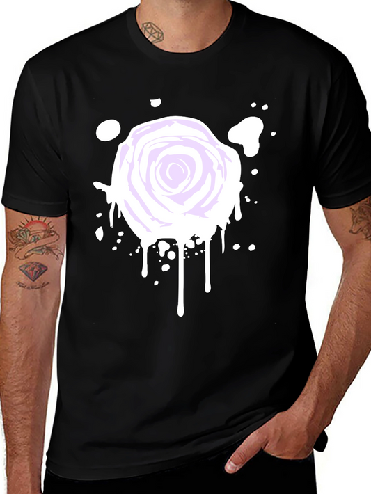 Rose Splatter Graphic Tee - Black Cotton Blend