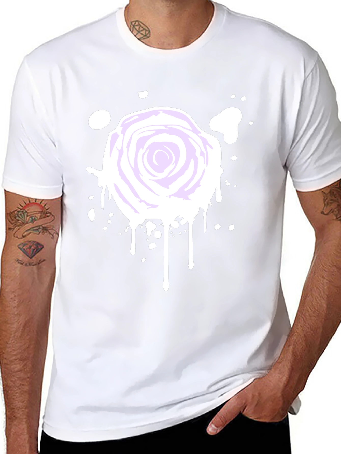 Rose Splatter Graphic Tee - Black Cotton Blend