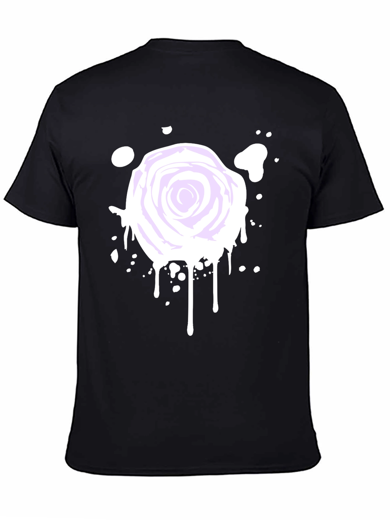 Rose Splatter Graphic Tee - Black Cotton Blend