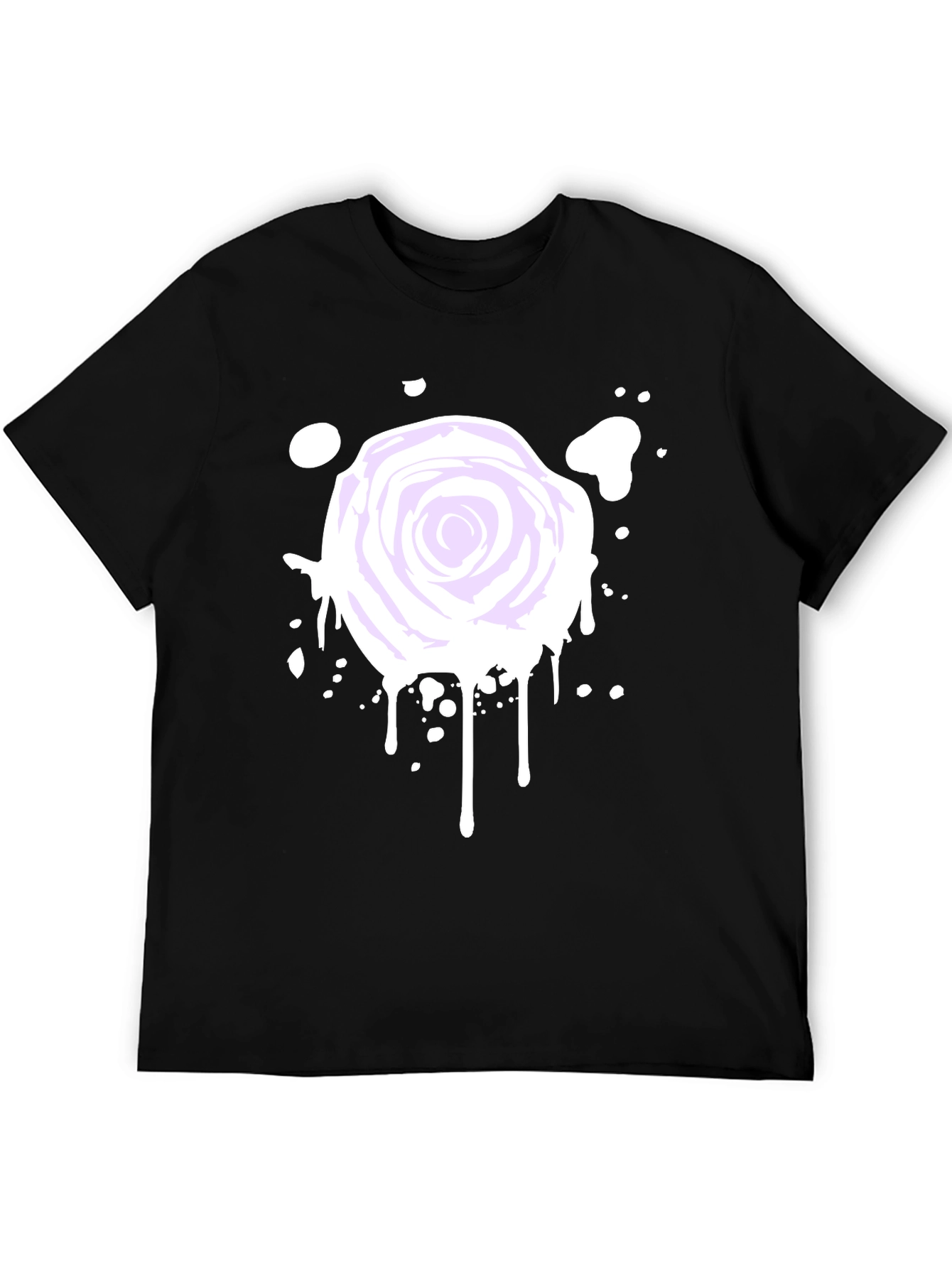 Rose Splatter Graphic Tee - Black Cotton Blend