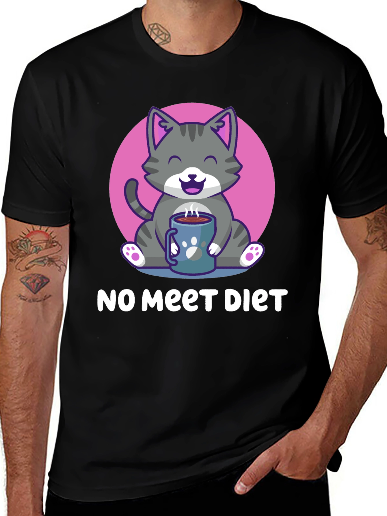 Cute Cat Lover T-Shirt: No Meet Diet