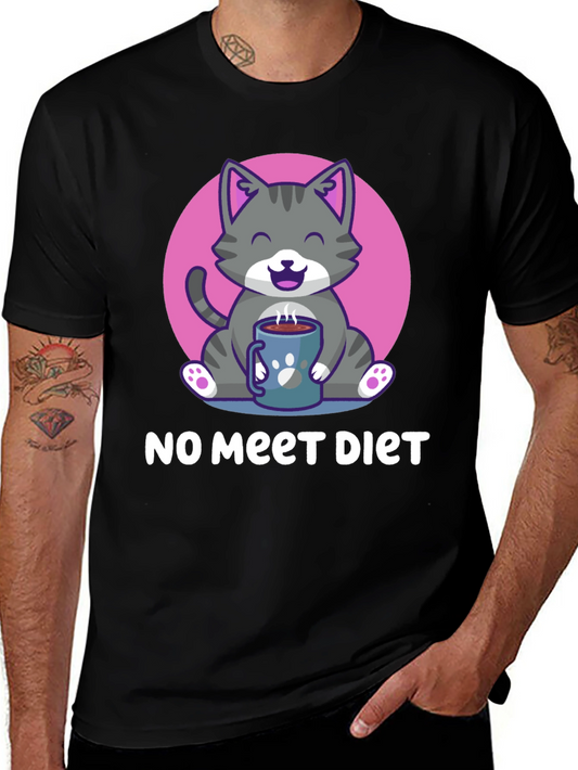 Cute Cat Lover T-Shirt: No Meet Diet