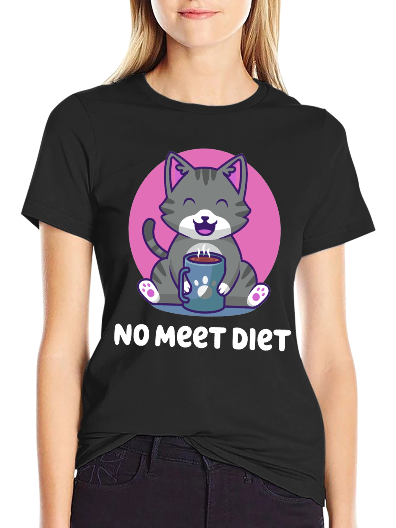 Cute Cat Lover T-Shirt: No Meet Diet