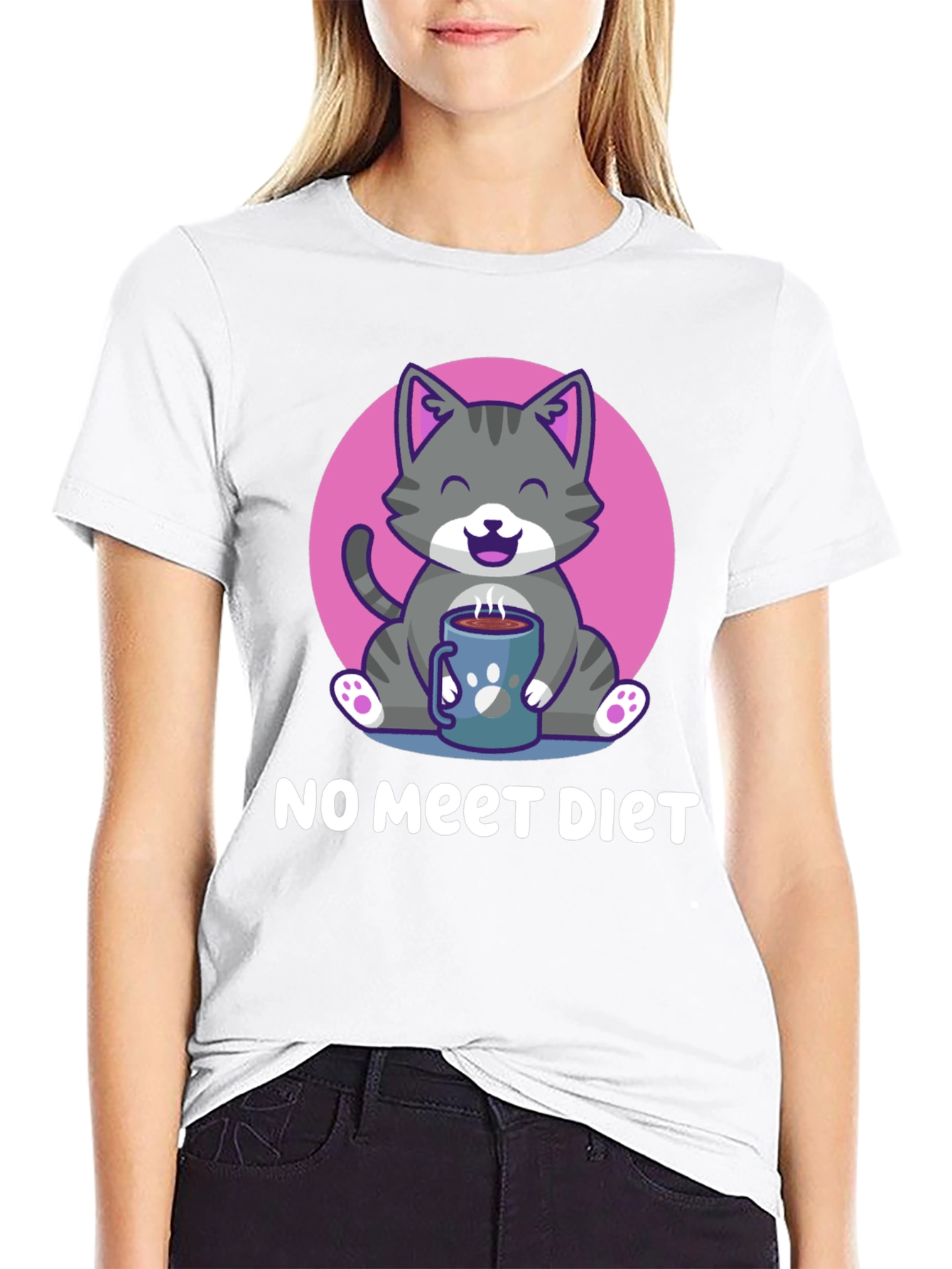 Cute Cat Lover T-Shirt: No Meet Diet