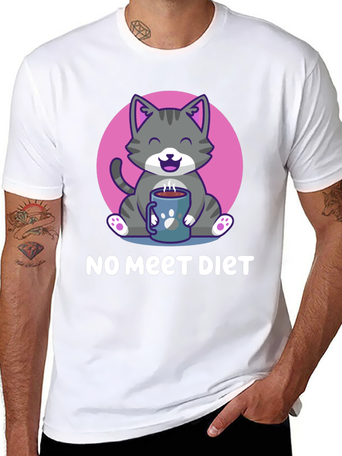 Cute Cat Lover T-Shirt: No Meet Diet