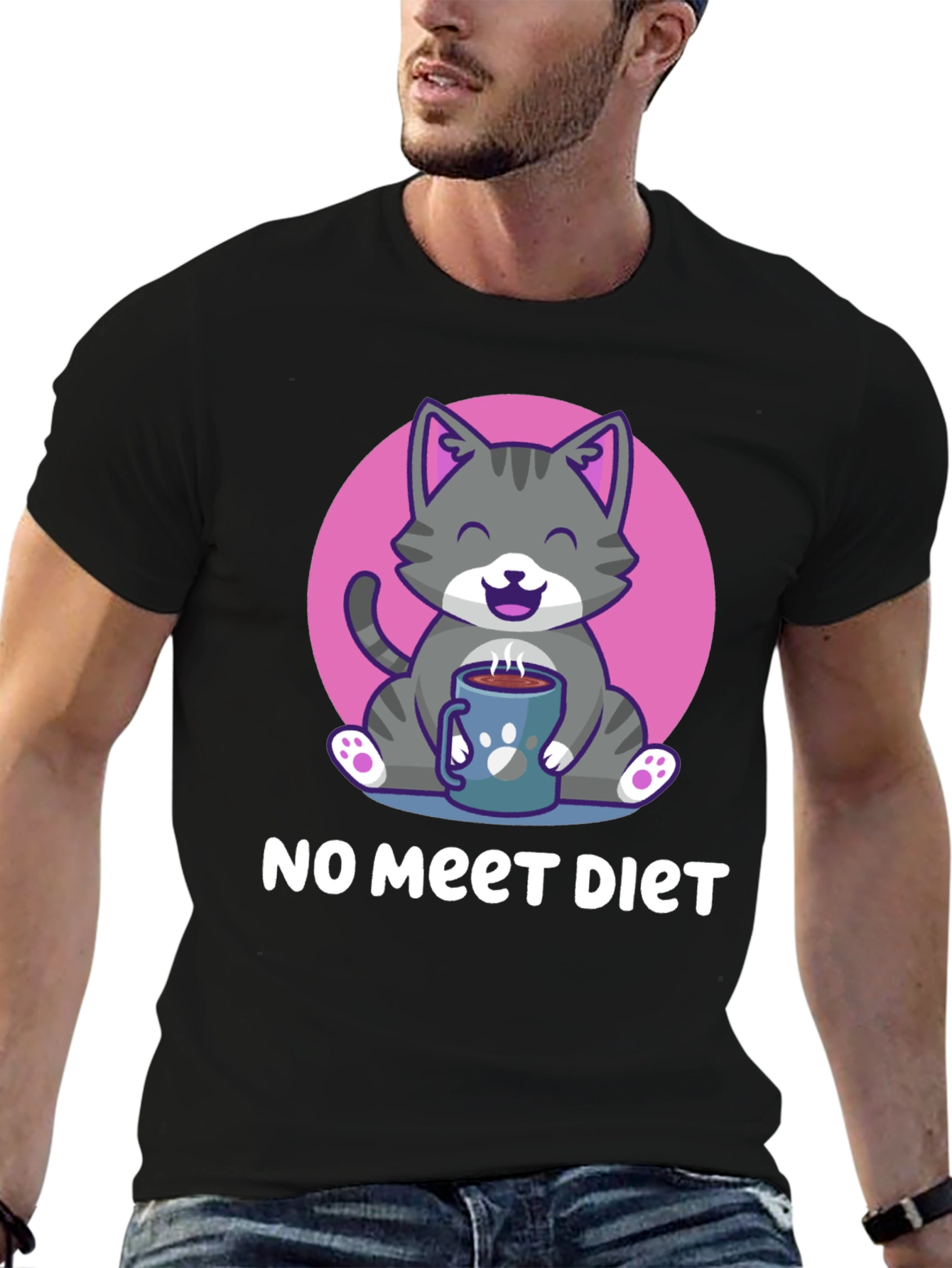 Cute Cat Lover T-Shirt: No Meet Diet