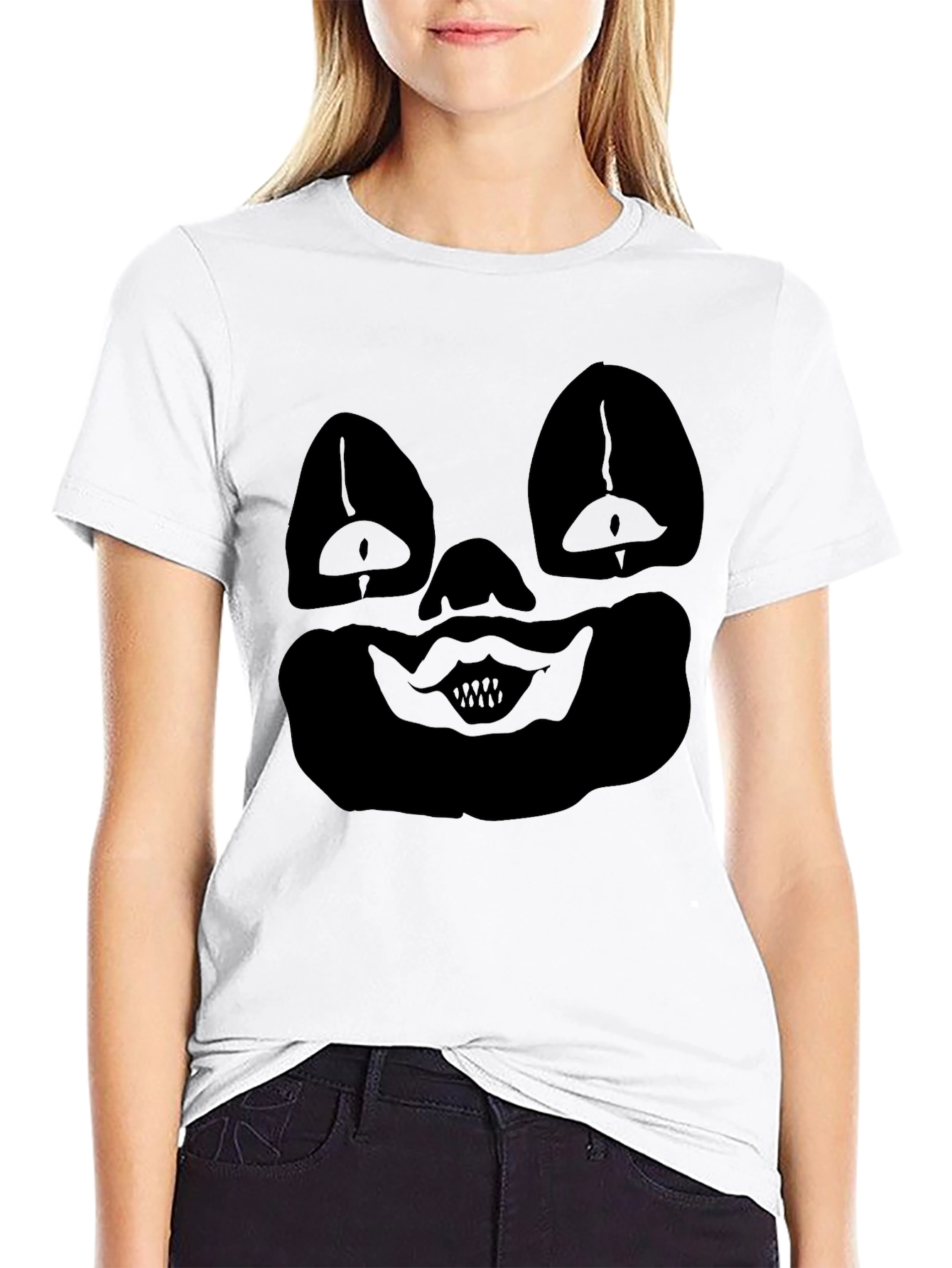 Creepy Clown Face Graphic Black T-Shirt