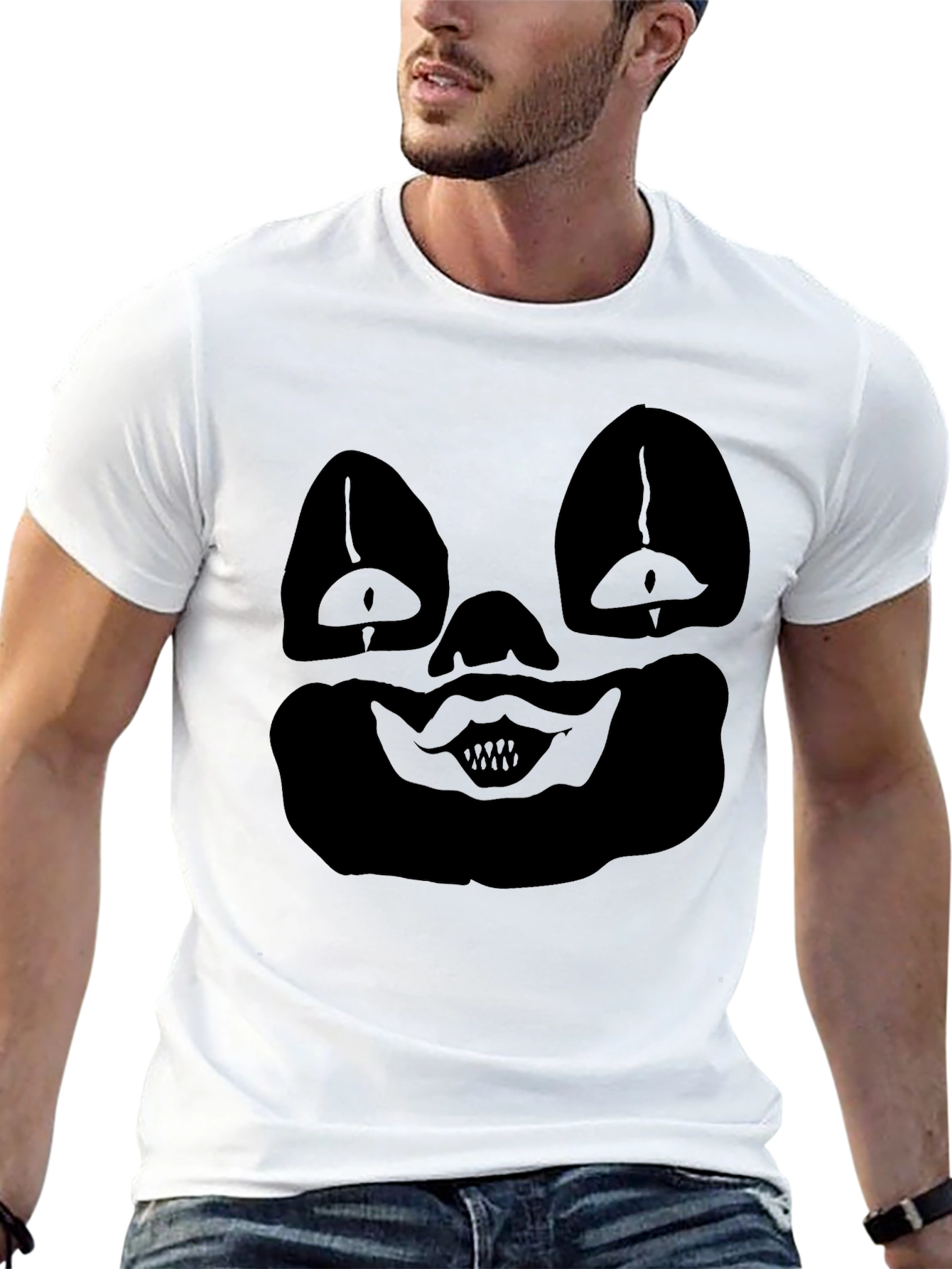 Creepy Clown Face Graphic Black T-Shirt