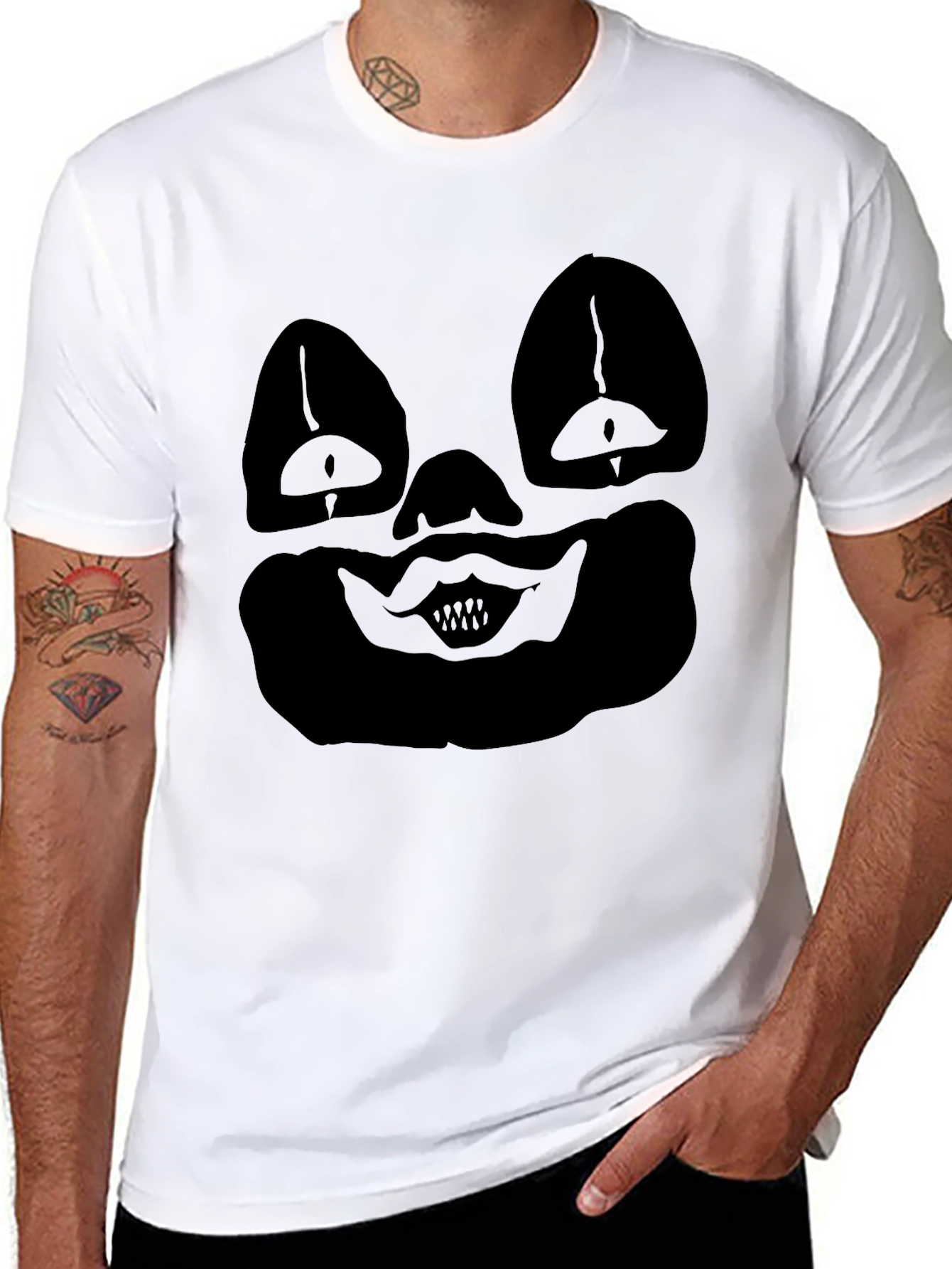 Creepy Clown Face Graphic Black T-Shirt