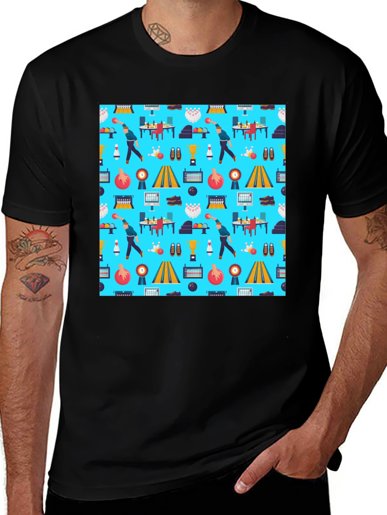Bowling Pattern T-Shirt - Unique Design Comfortable Fit