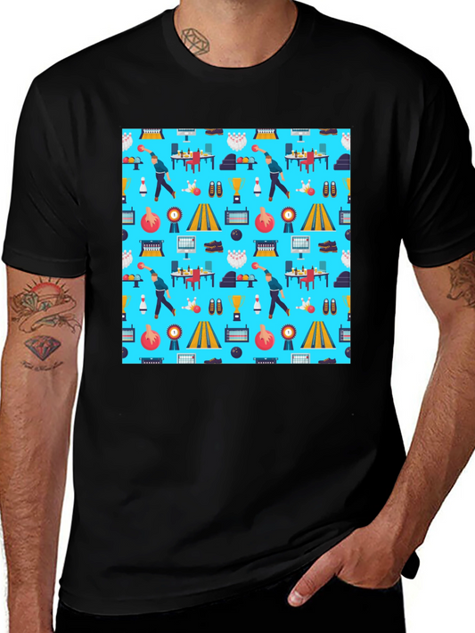 Bowling Pattern T-Shirt - Unique Design Comfortable Fit