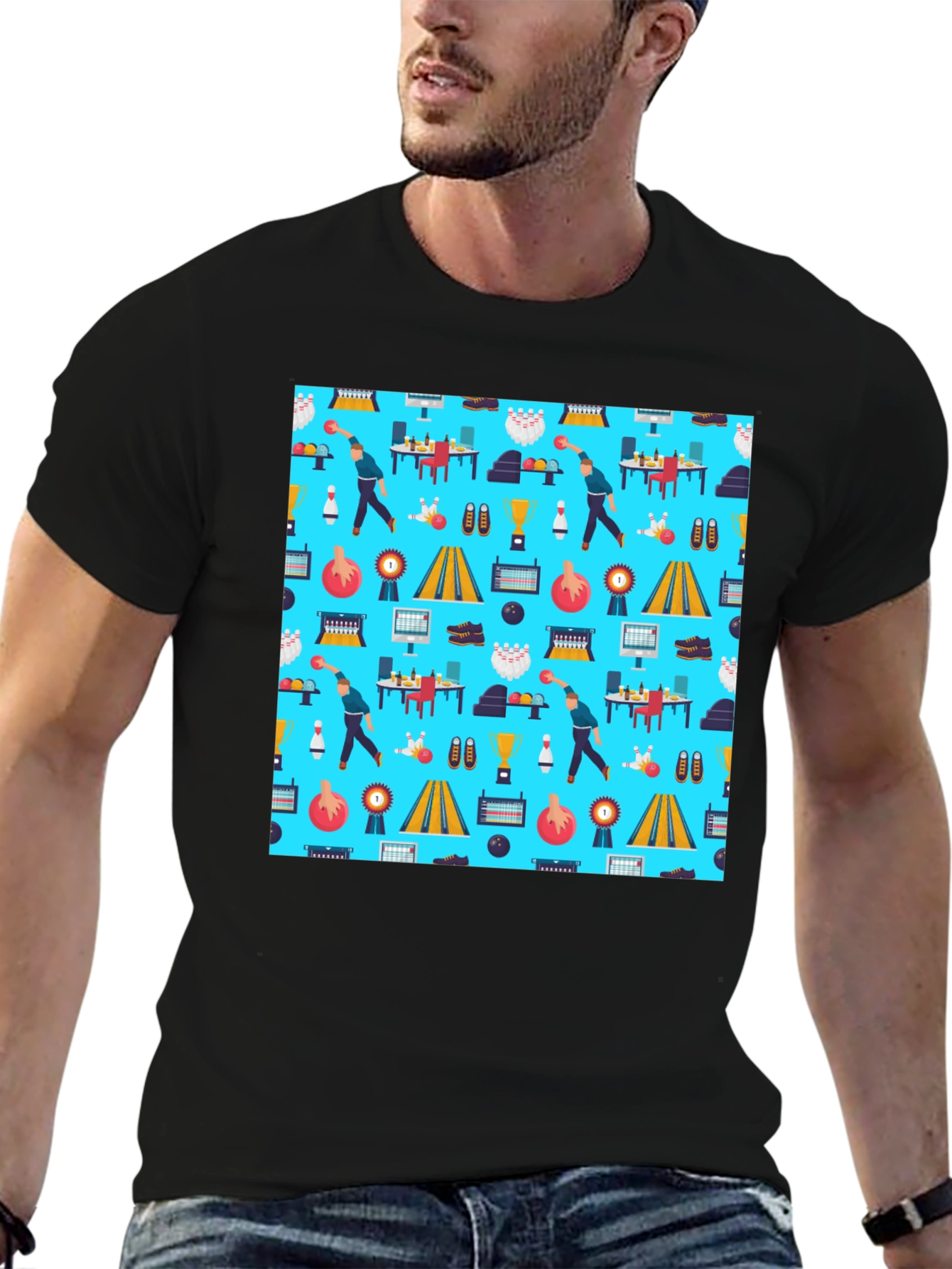 Bowling Pattern T-Shirt - Unique Design Comfortable Fit