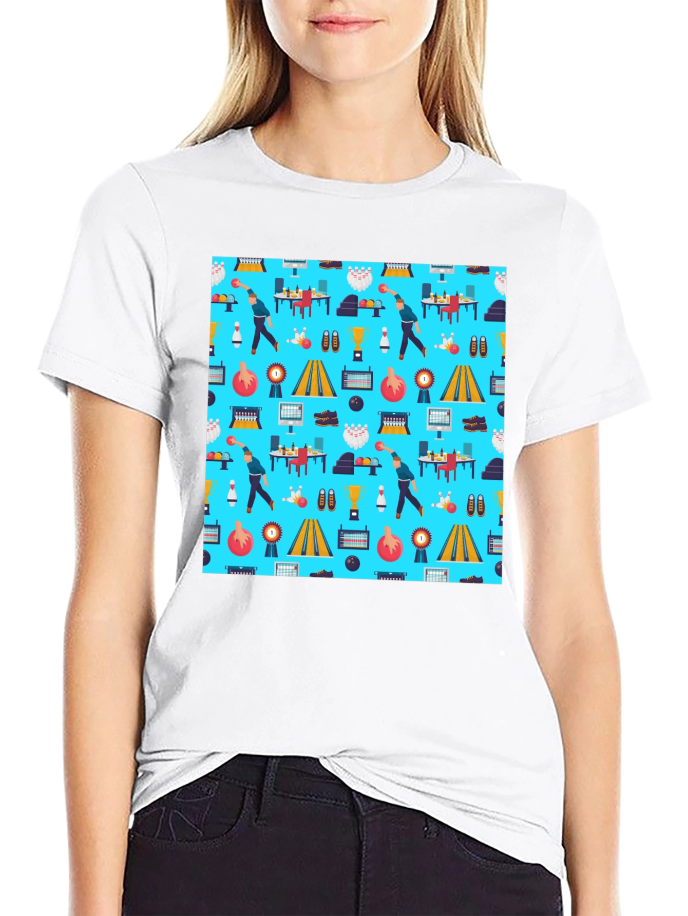 Bowling Pattern T-Shirt - Unique Design Comfortable Fit