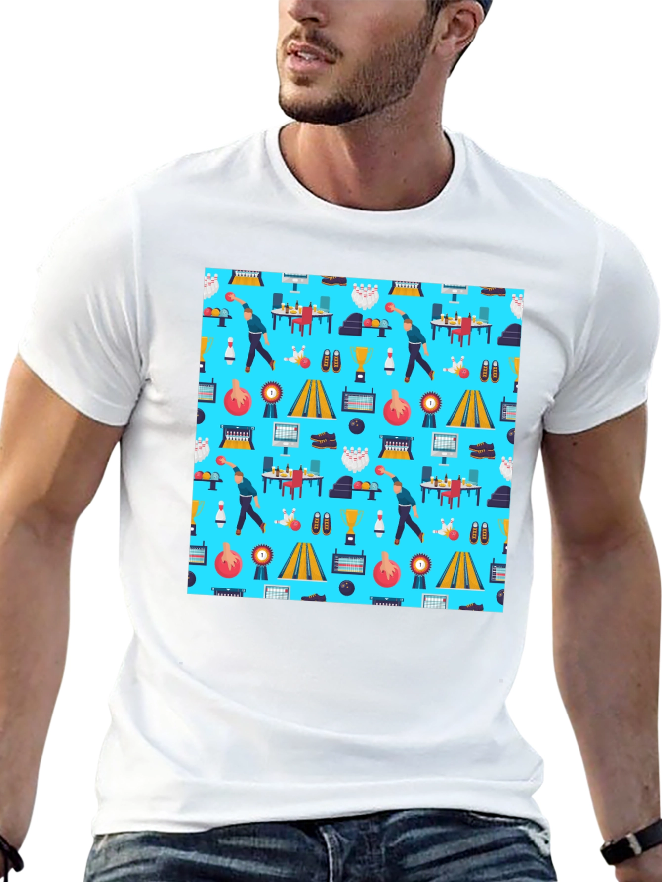 Bowling Pattern T-Shirt - Unique Design Comfortable Fit