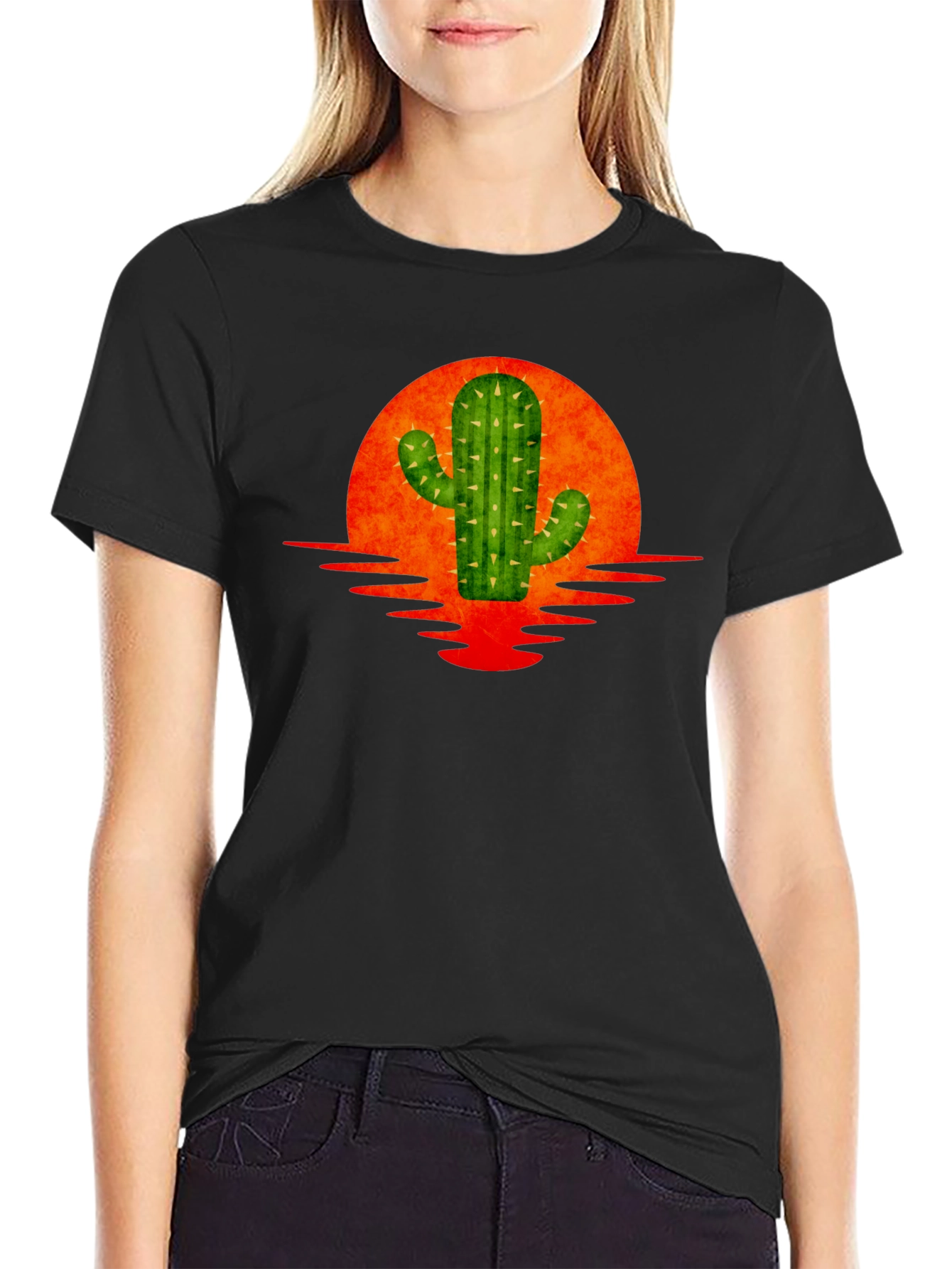 Cactus Sunset Graphic Tee - Black