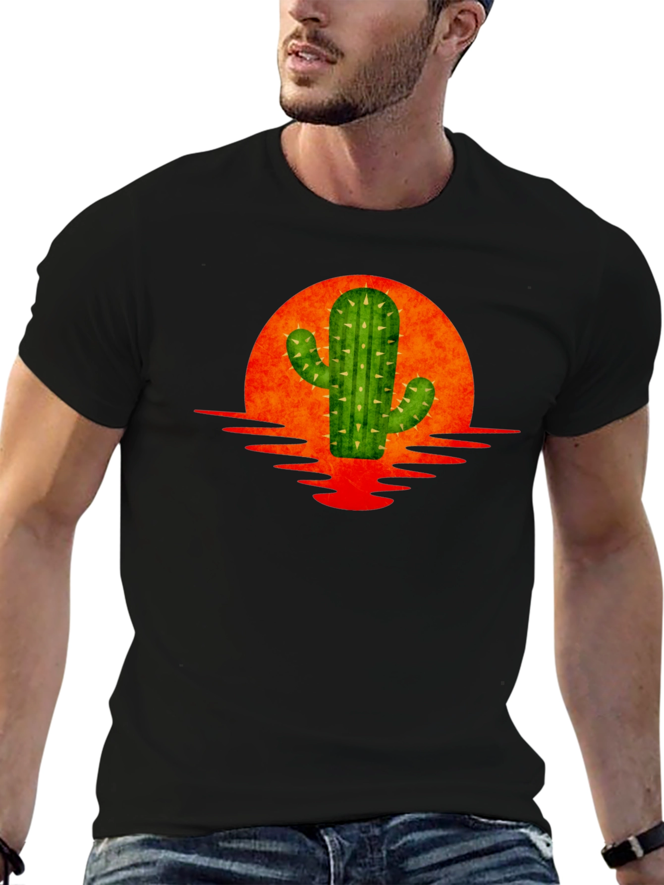 Cactus Sunset Graphic Tee - Black