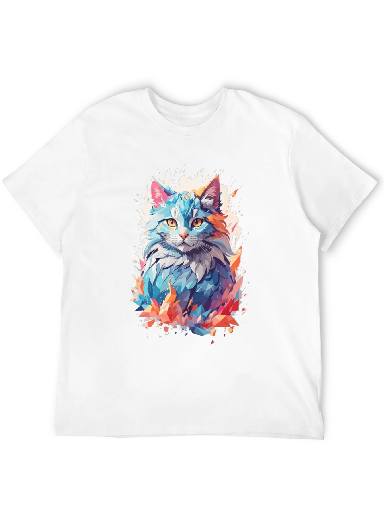 Abstract Cat Graphic Black T-Shirt