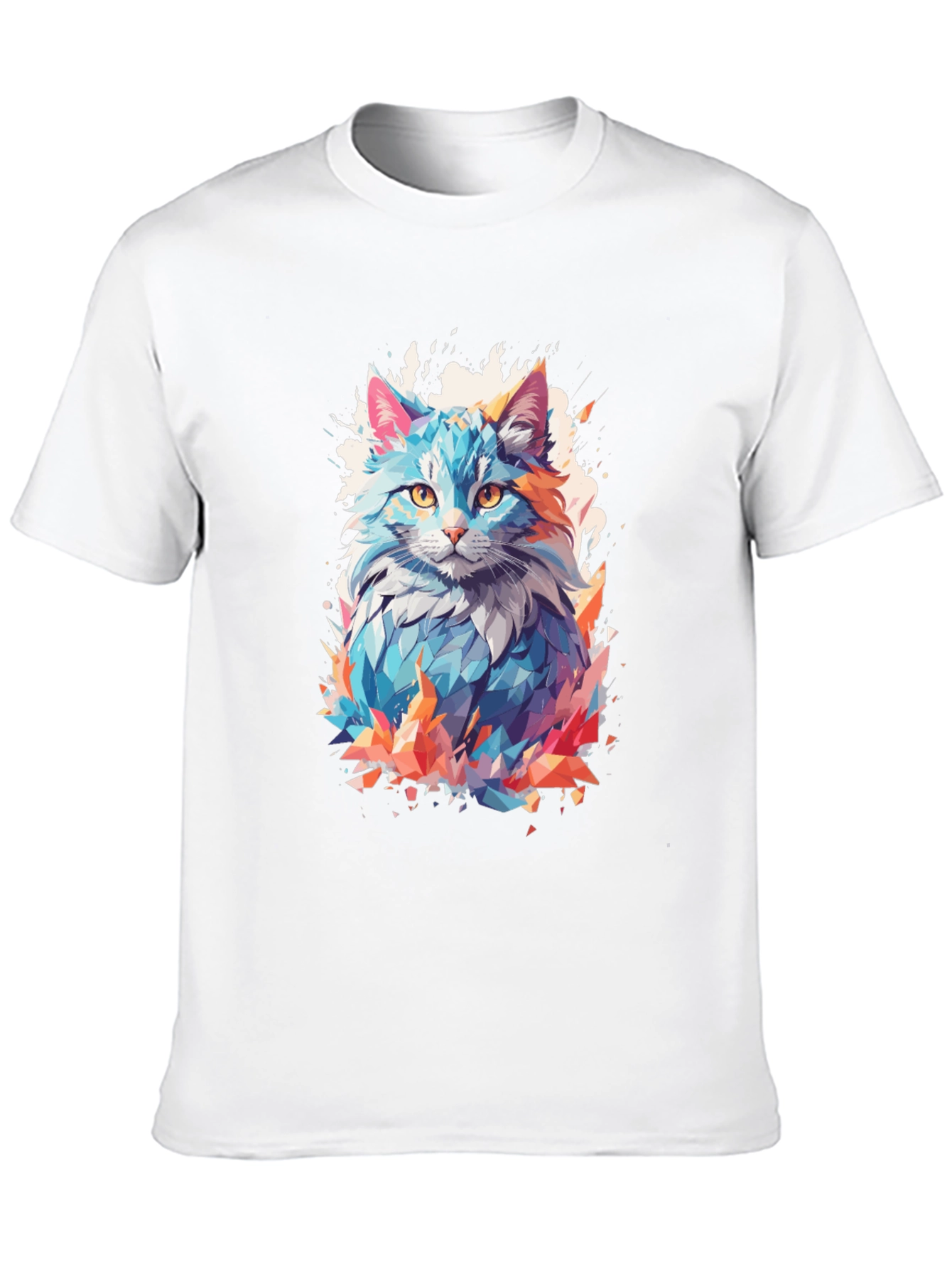 Abstract Cat Graphic Black T-Shirt