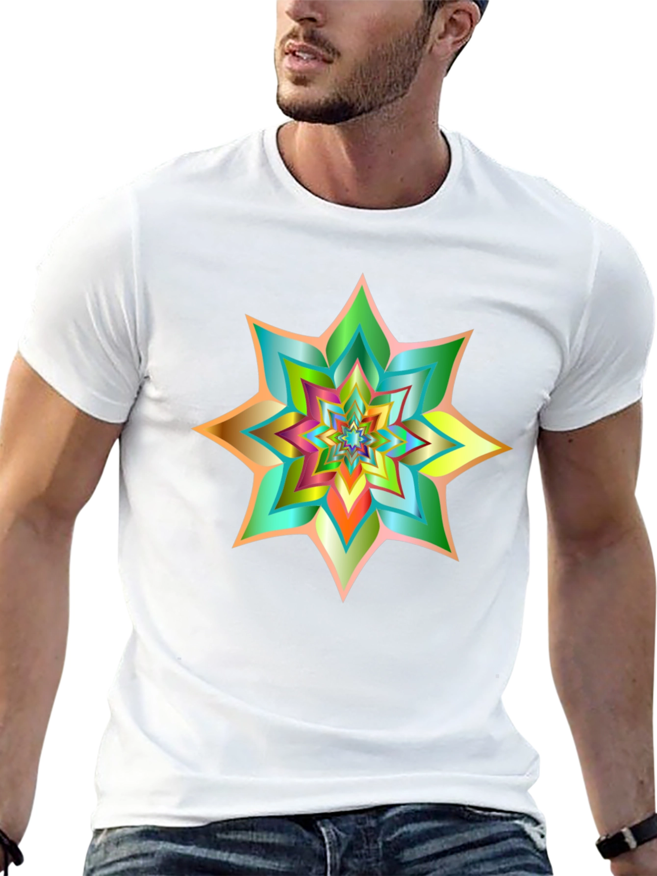 Abstract Geometric Starburst Graphic Tee