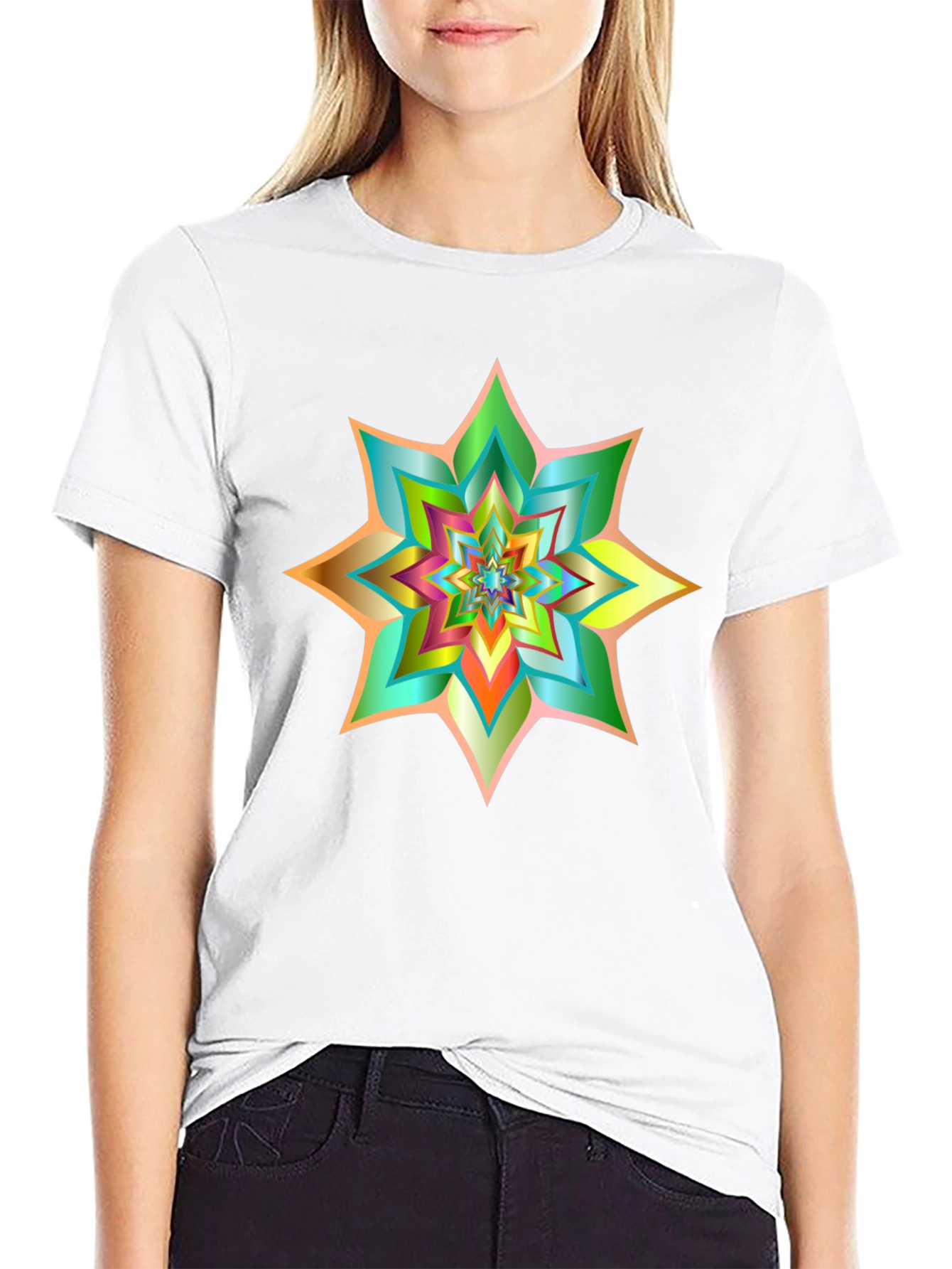 Abstract Geometric Starburst Graphic Tee